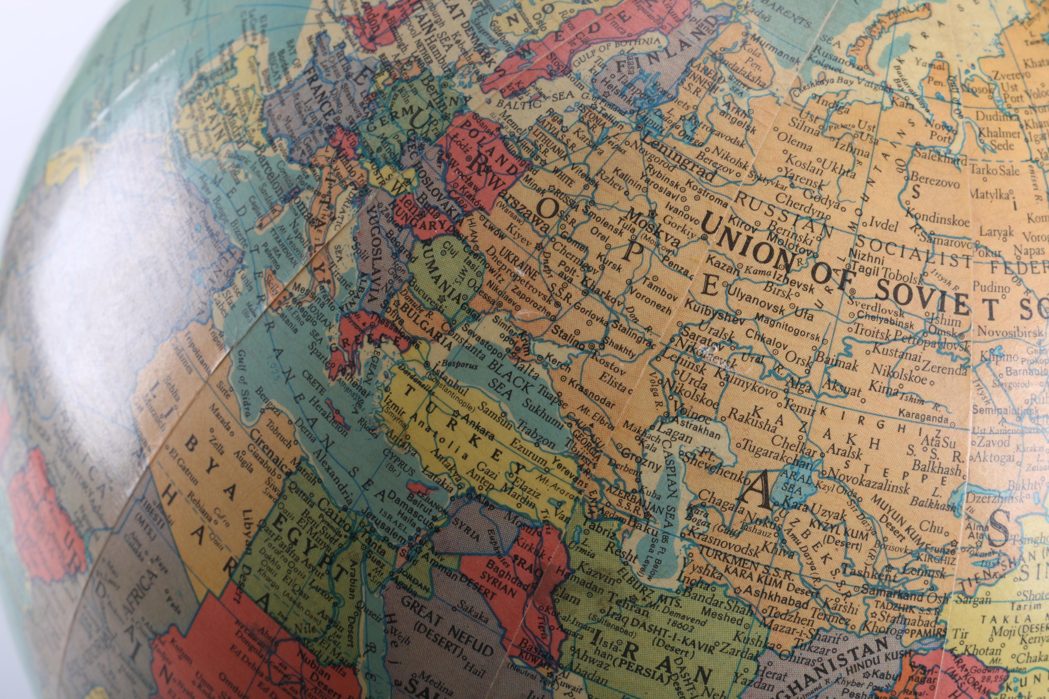 Vintage Replogle Library Globe With Light