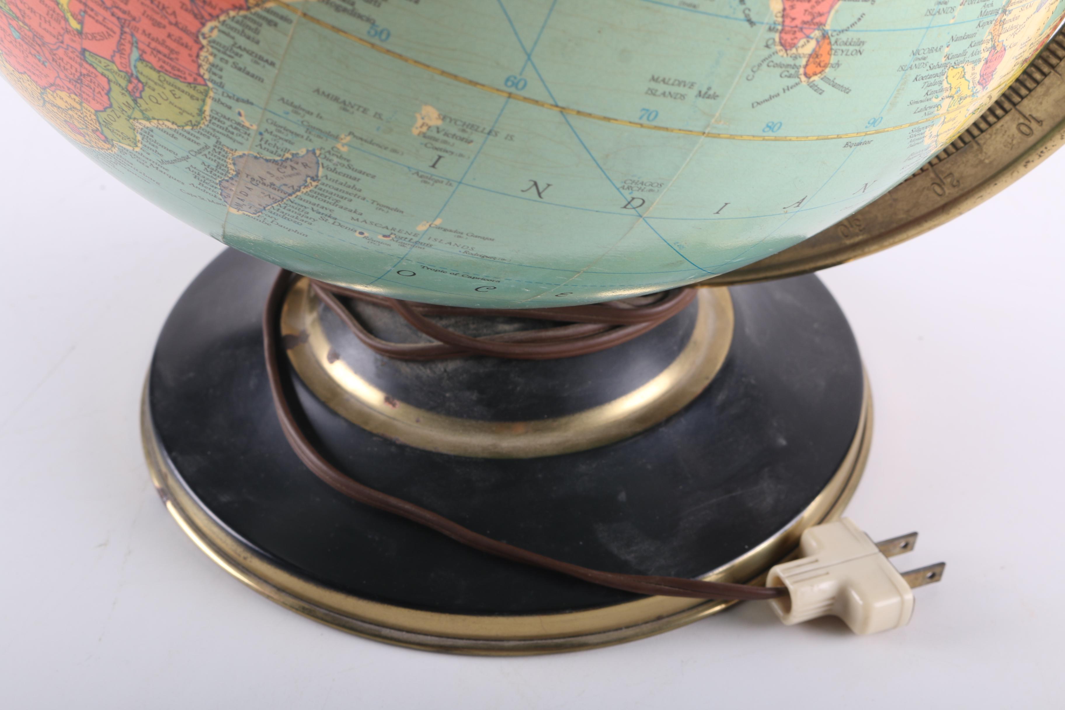 Vintage Replogle Library Globe With Light