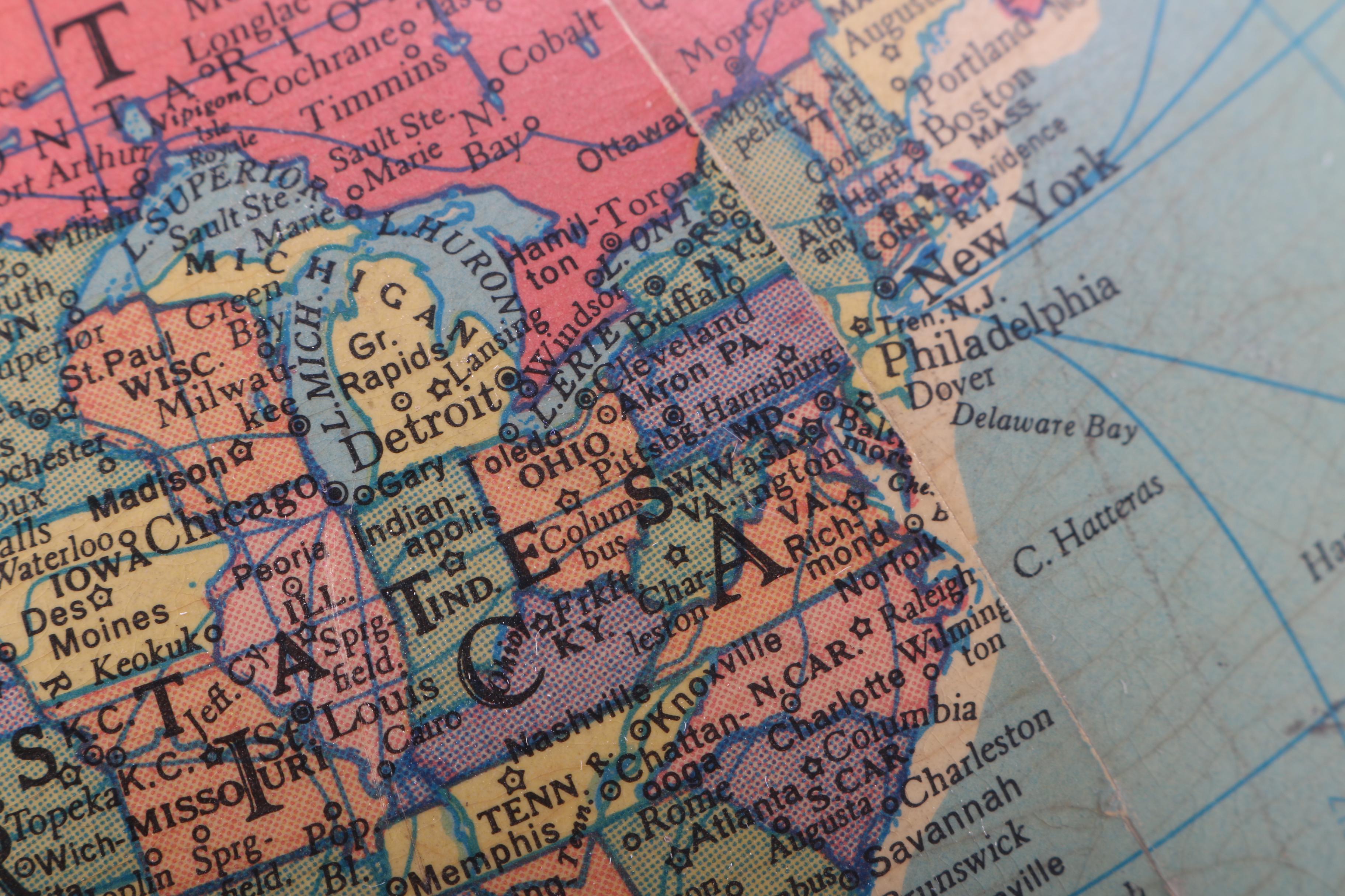 Vintage Replogle Library Globe With Light