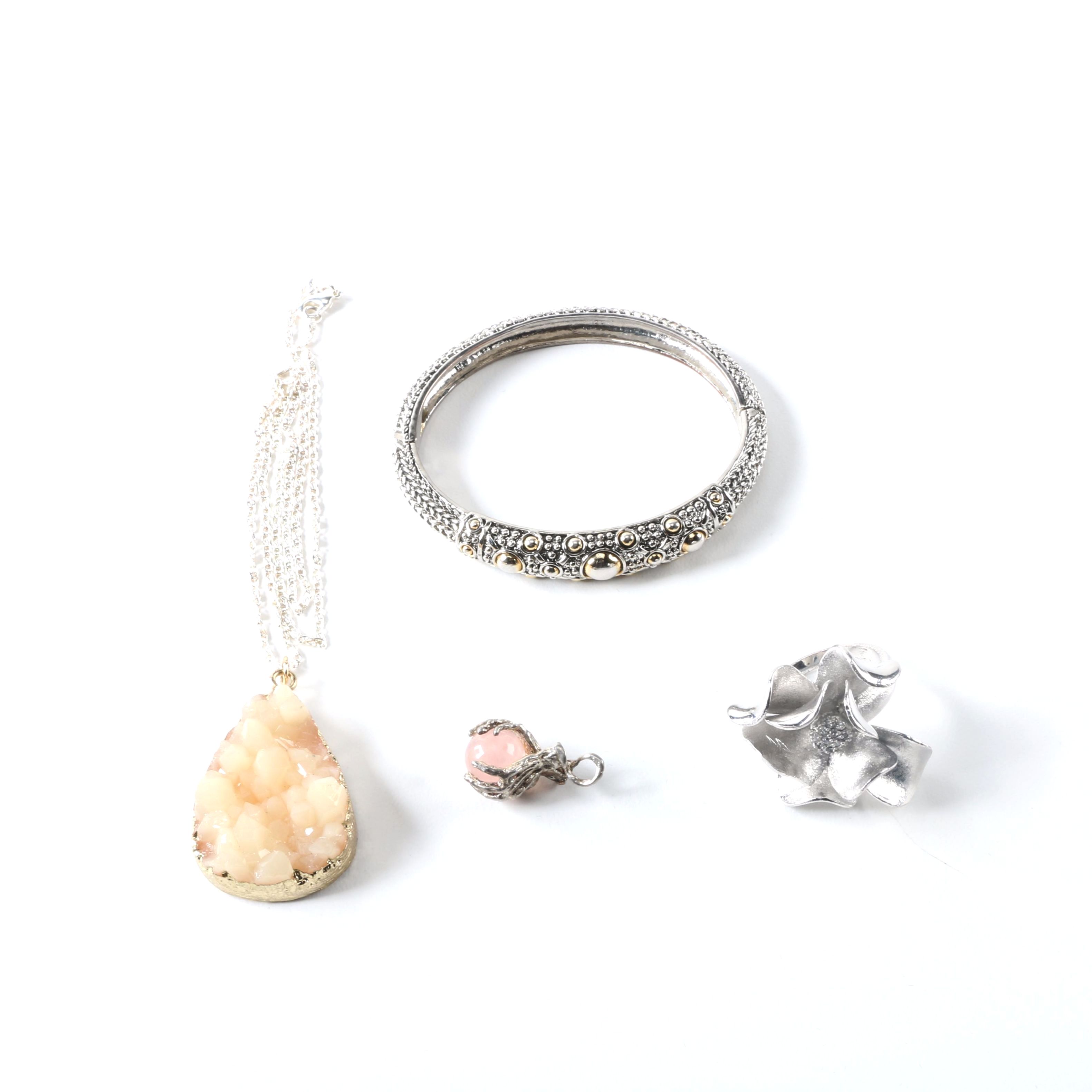 Jewelry Including Sterling and Rose Quartz