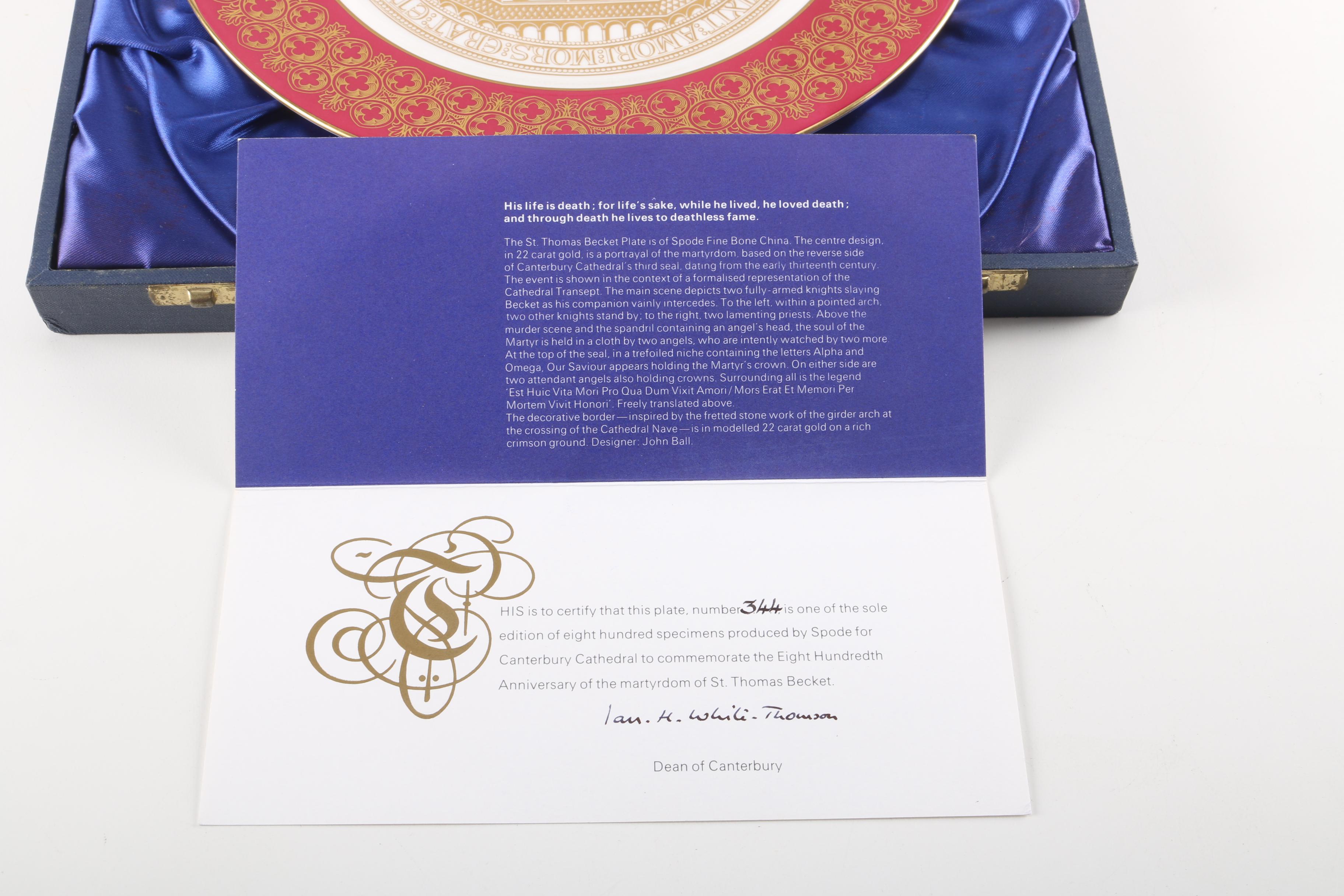 Spode "The St. Thomas Becket" Bone China Commemorative Plate