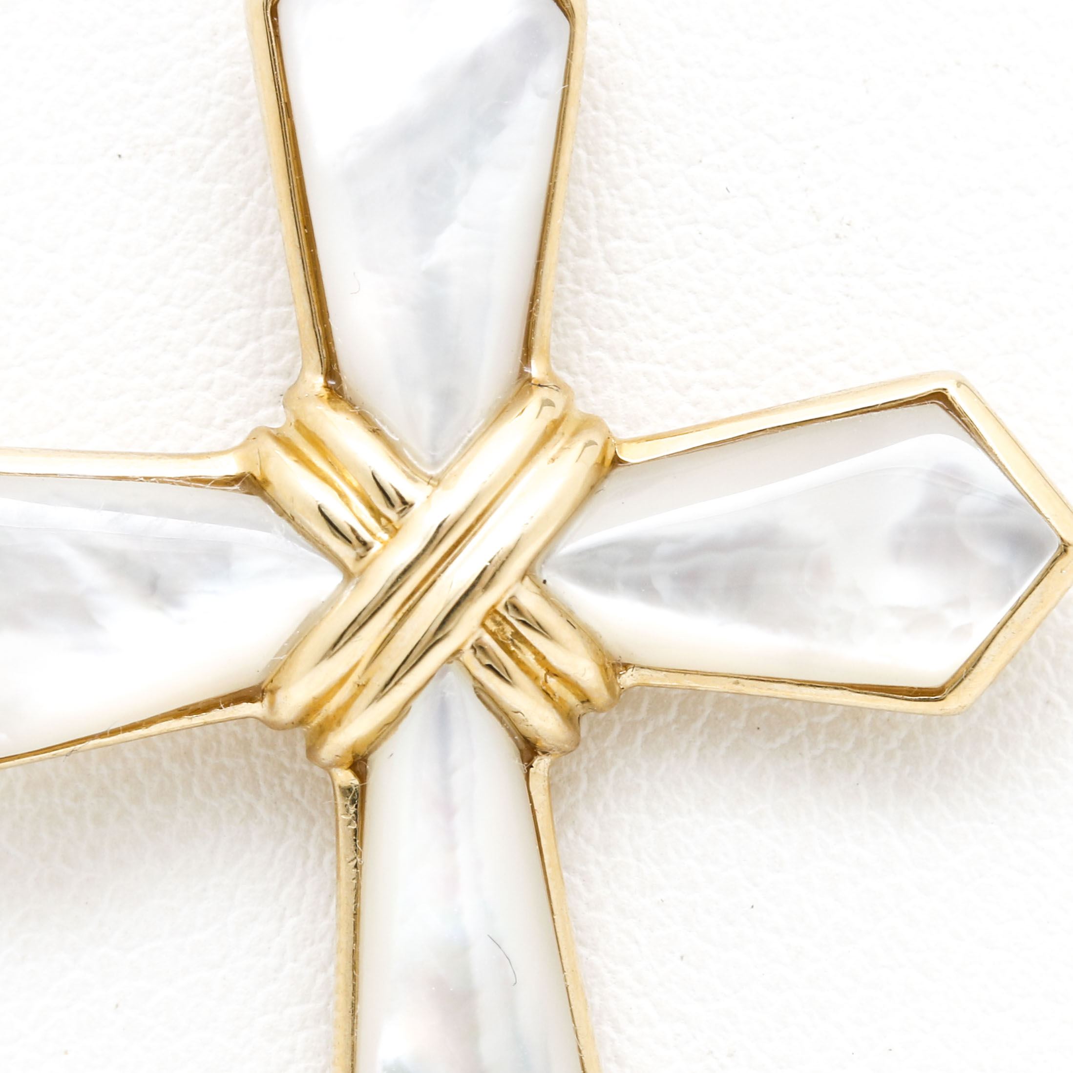 14K Yellow Gold and Mother-of-Pearl Cross Pendant