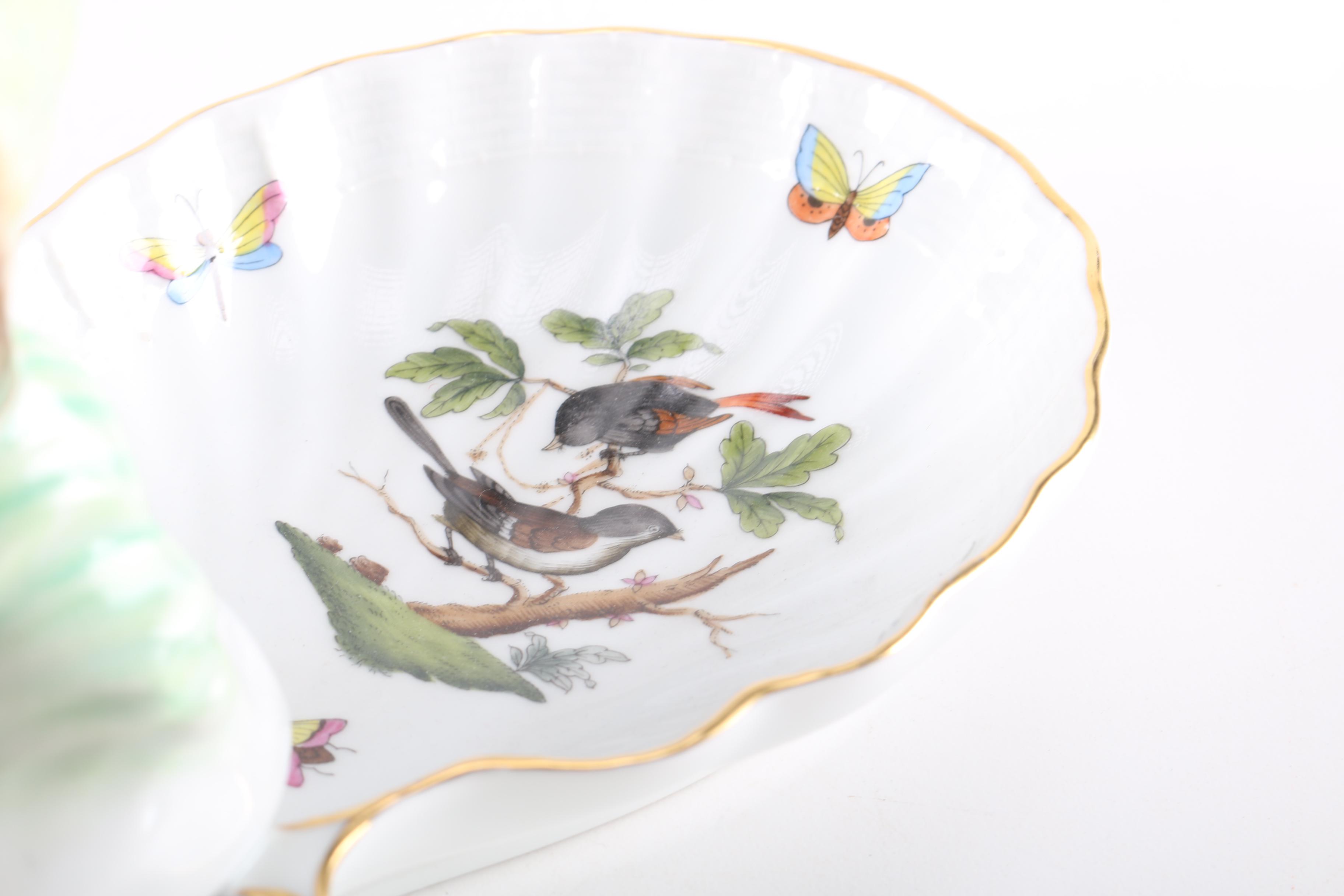 Herend "Rothschild Bird" Divider Dish with Rooster Finial