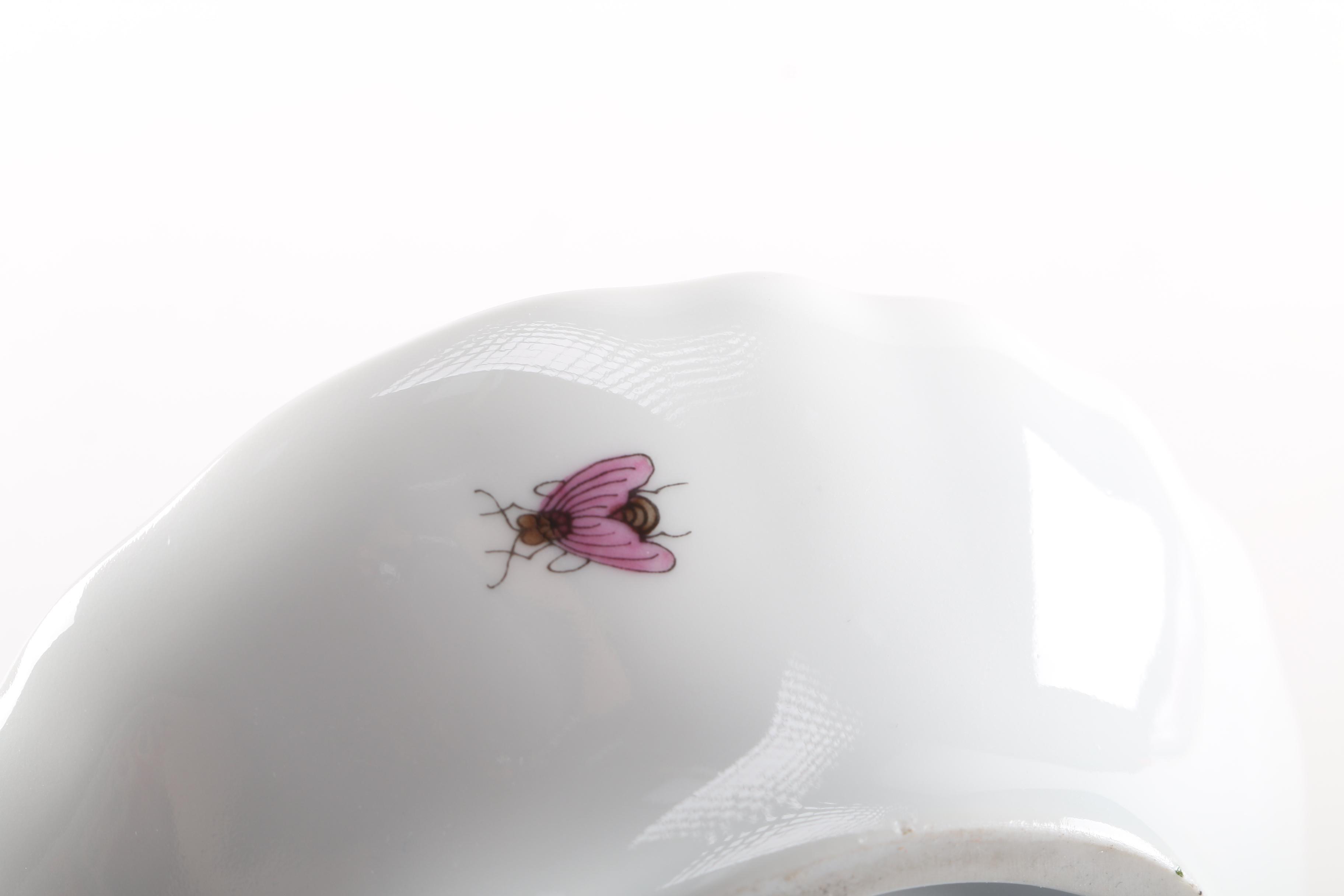 Herend "Rothschild Bird" Divider Dish with Rooster Finial