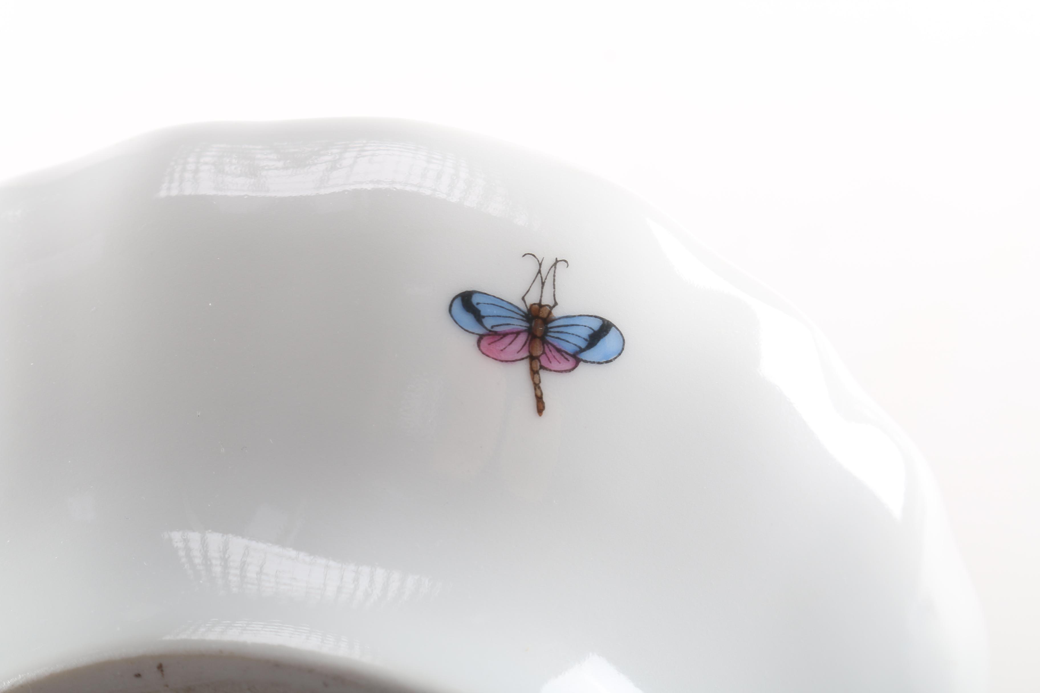 Herend "Rothschild Bird" Divider Dish with Rooster Finial