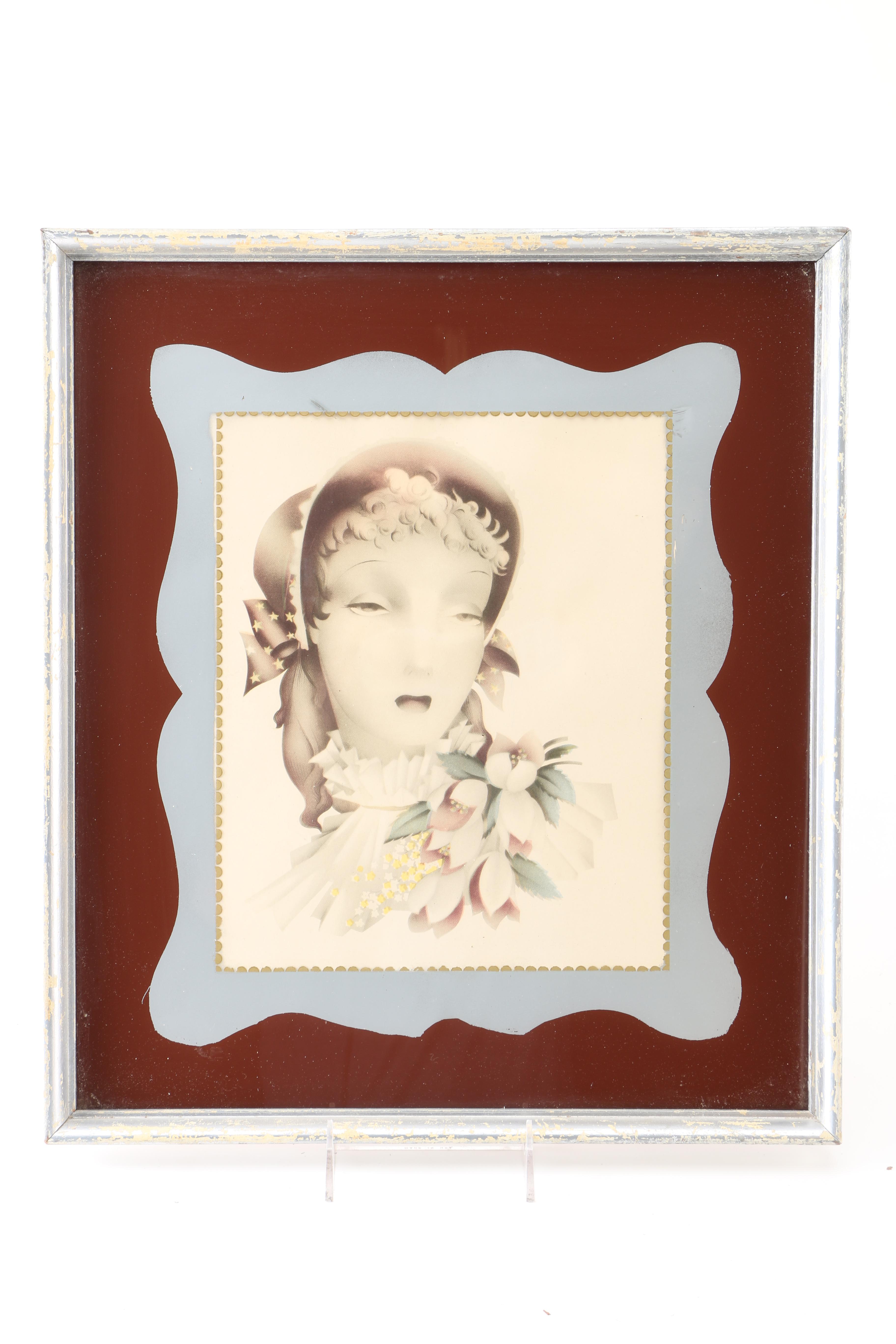 Vintage Offset Lithograph Portraits of Women