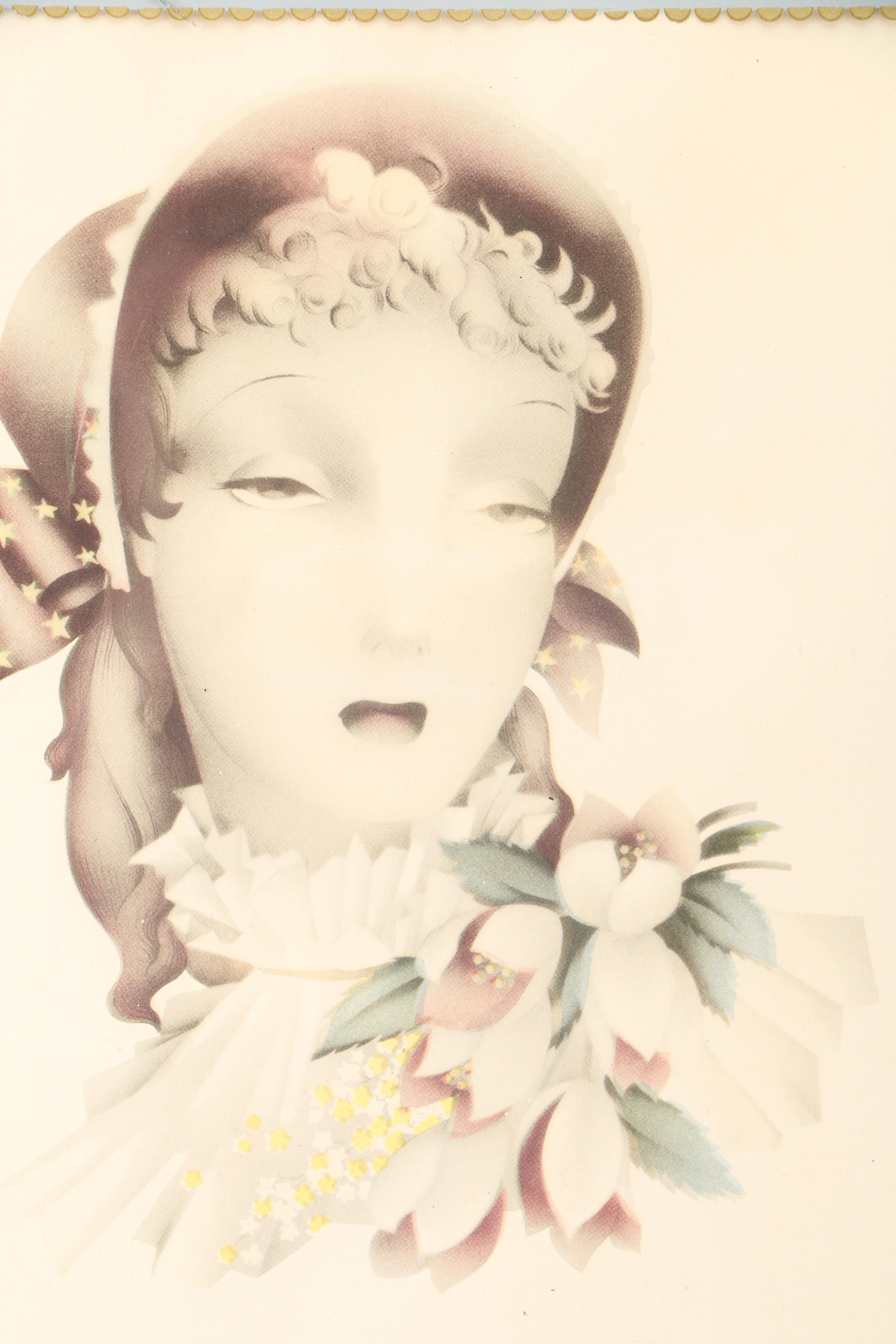 Vintage Offset Lithograph Portraits of Women