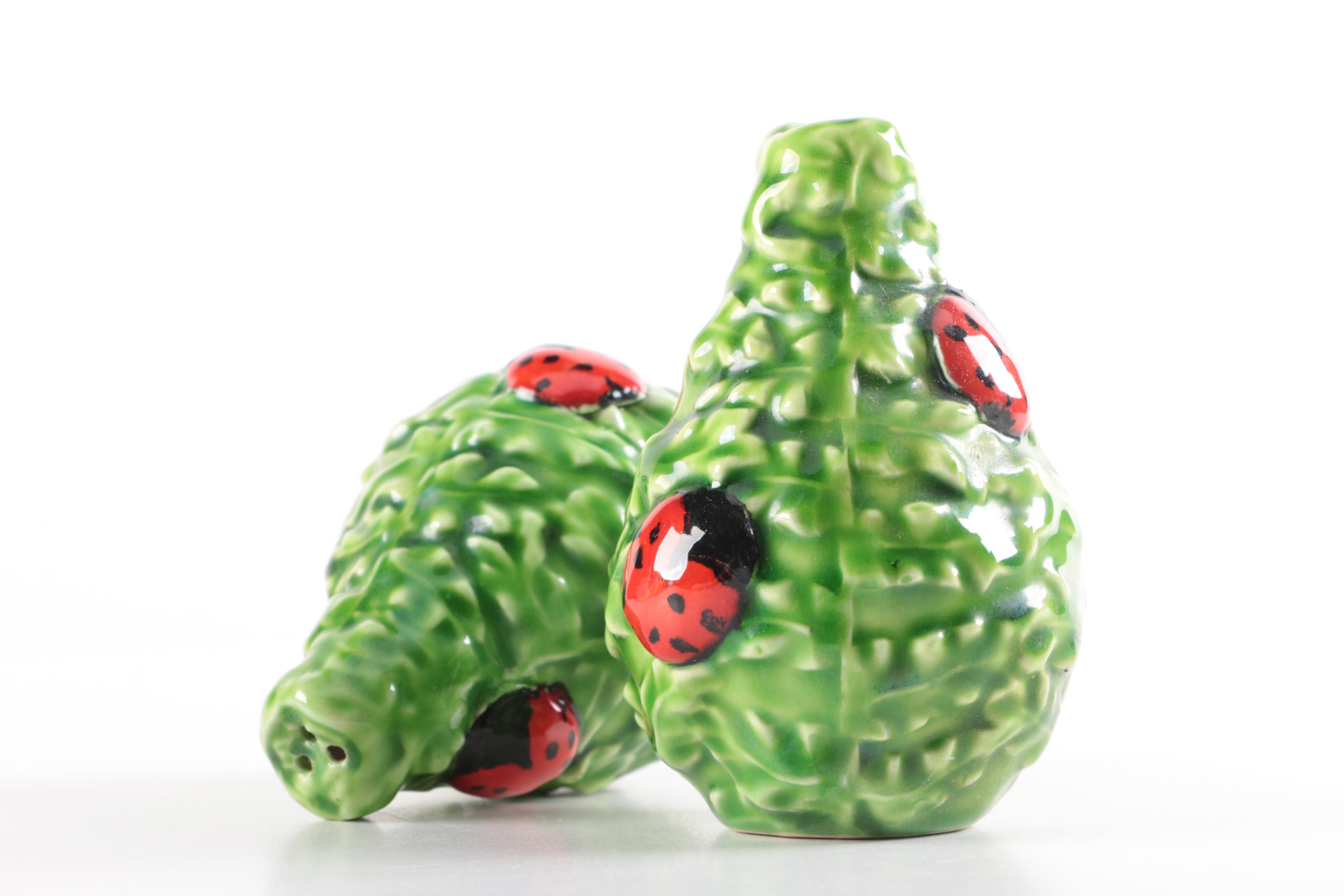 Foliage and Ladybug Salt and Pepper Shakers