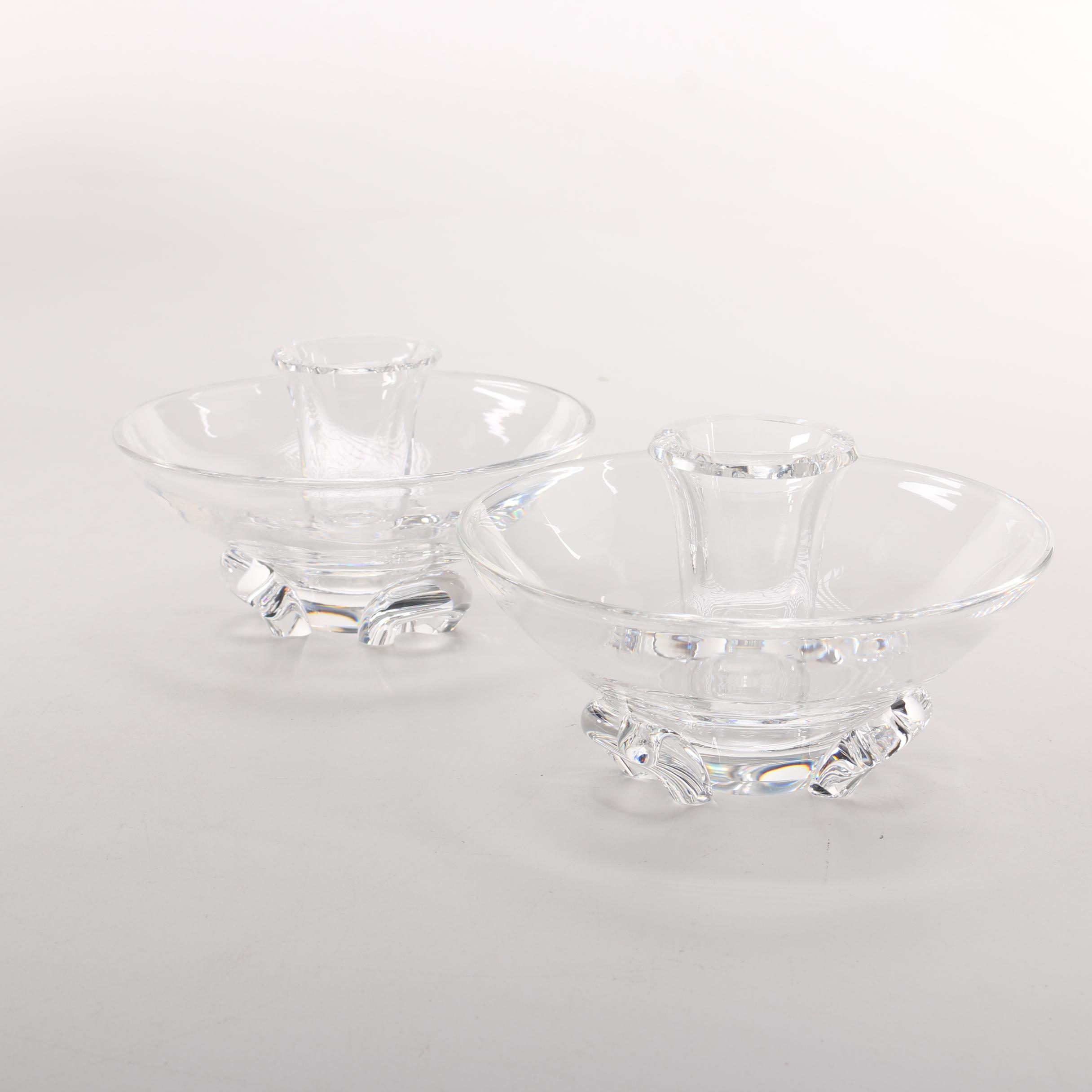 Pair of Steuben Crystal Candleholders