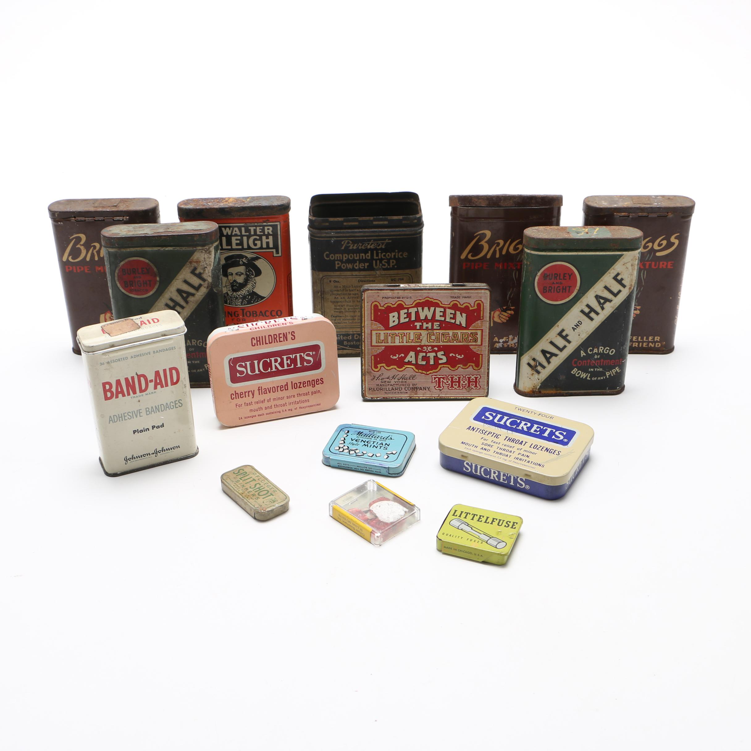 Collection of Vintage Tobacco and Health Product Tins