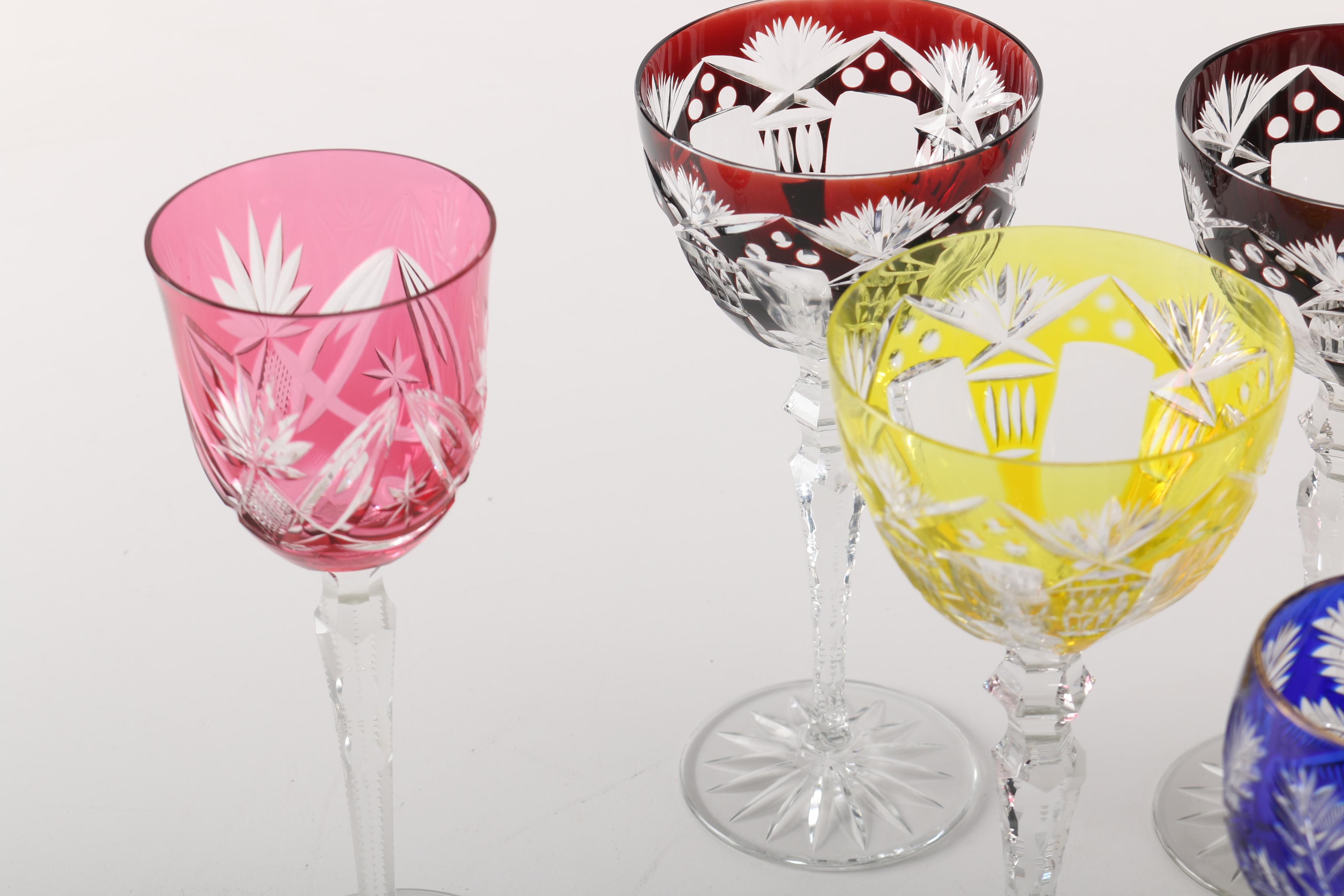 Colored Cut Glass Stemware