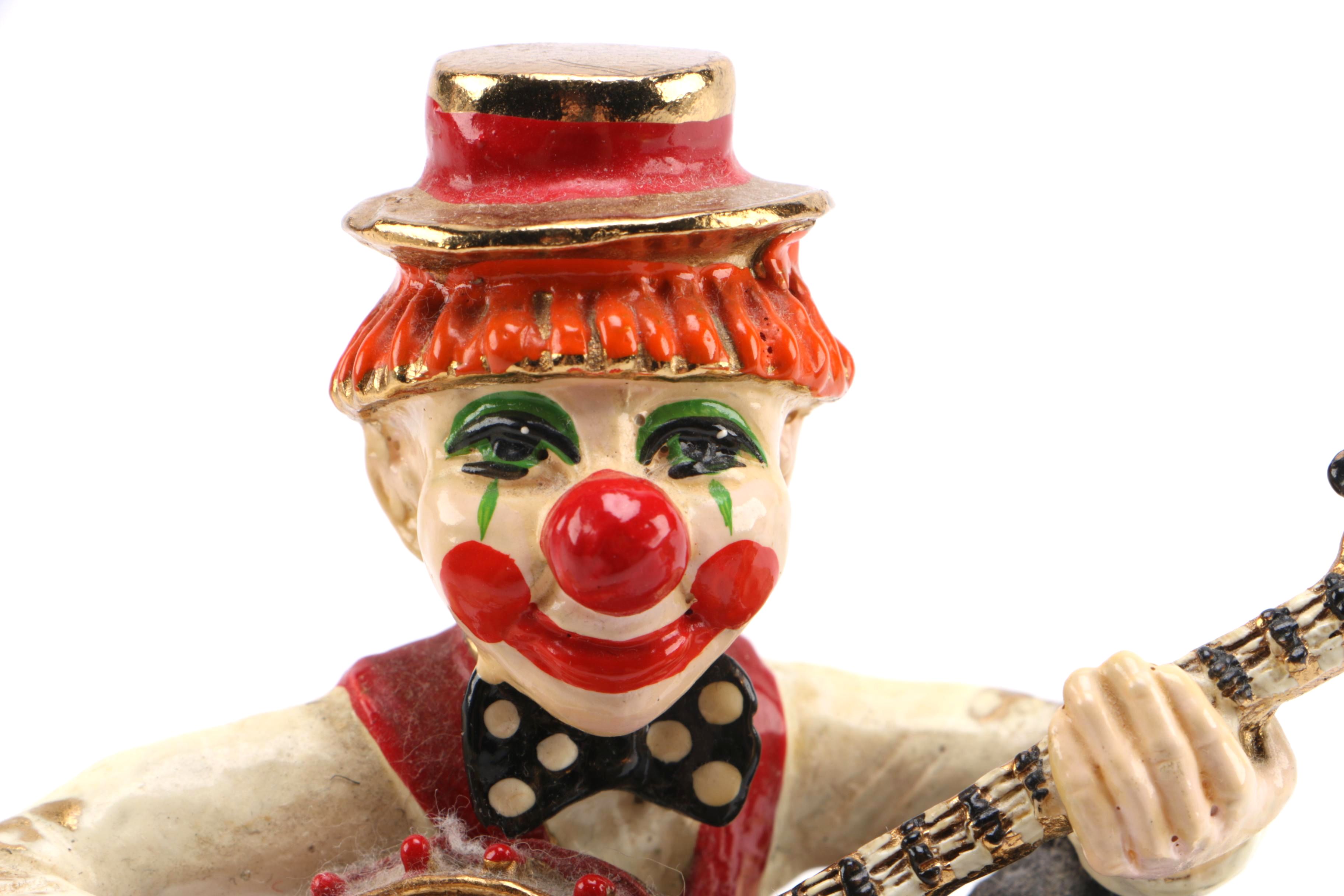 Ron Lee Clown Figurine on a Carved Onyx Base
