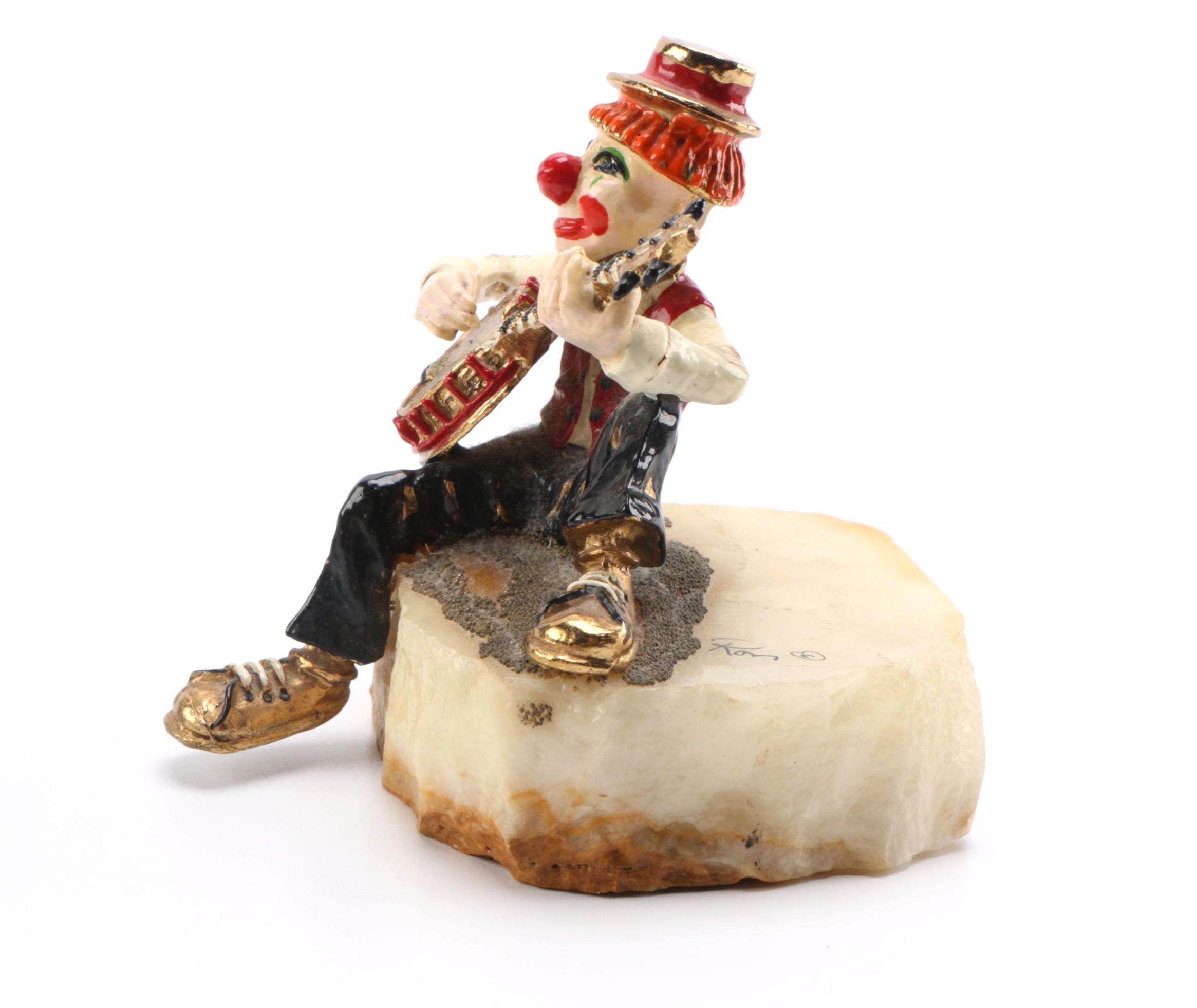 Ron Lee Clown Figurine on a Carved Onyx Base
