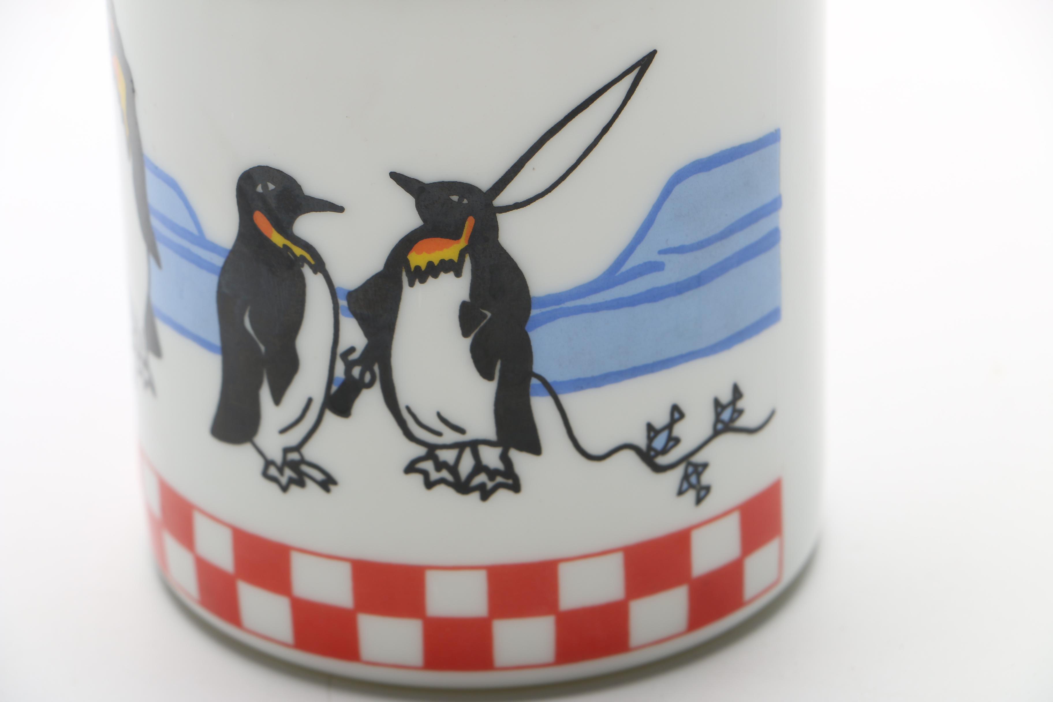 Milk Glass Bottle With Penguins