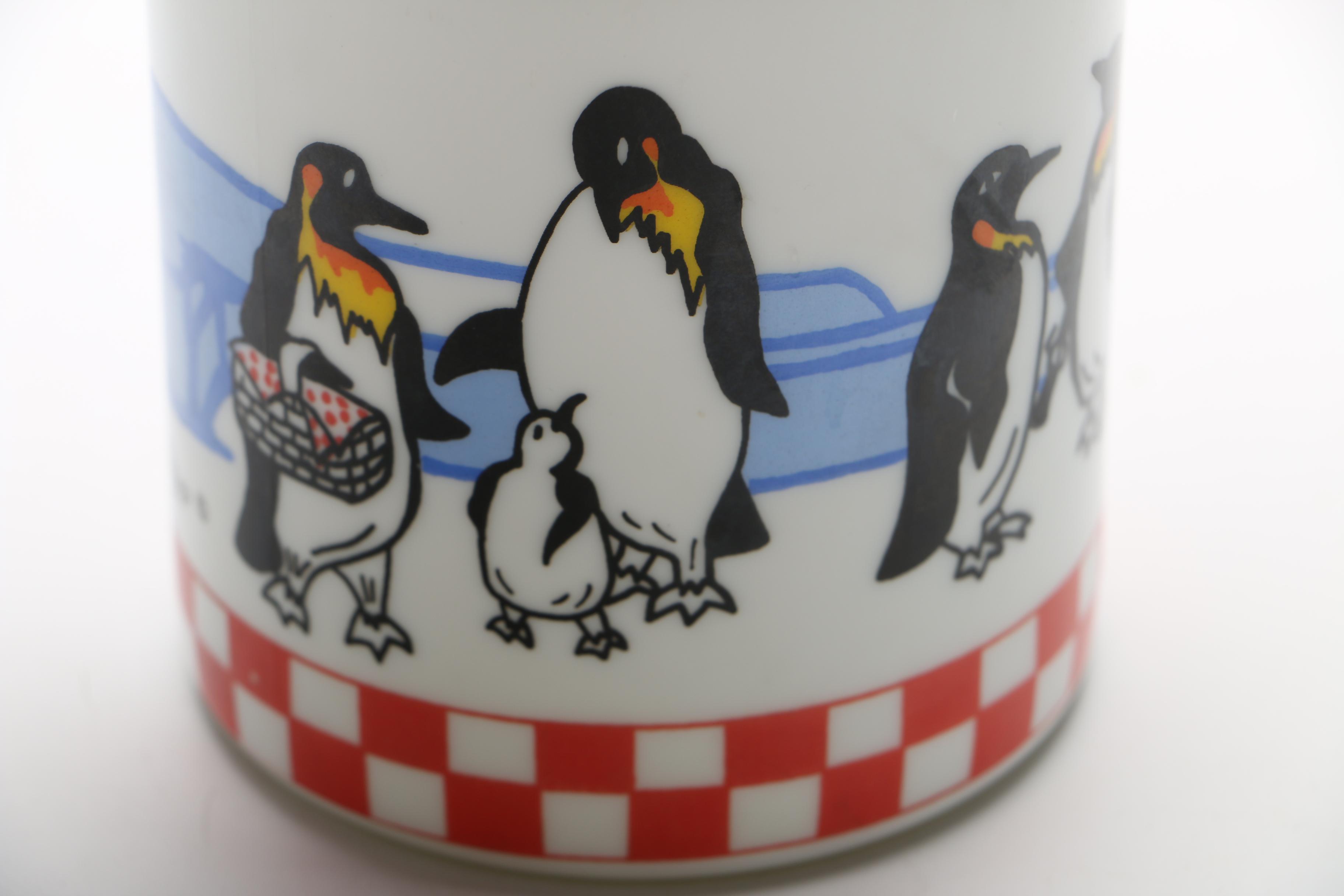 Milk Glass Bottle With Penguins