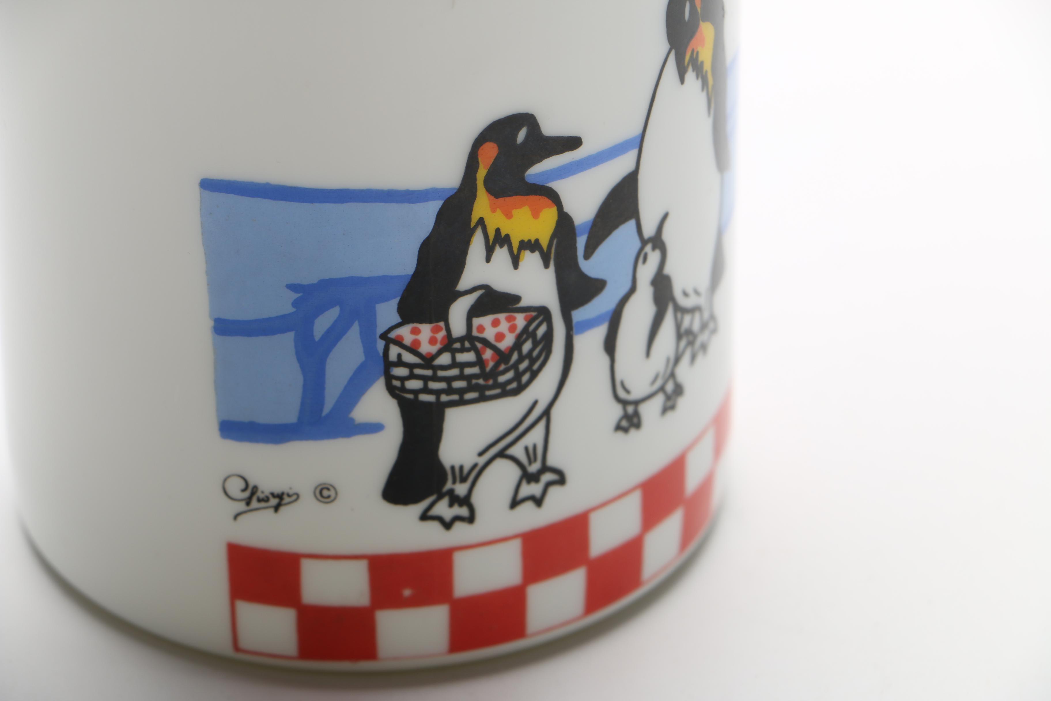 Milk Glass Bottle With Penguins