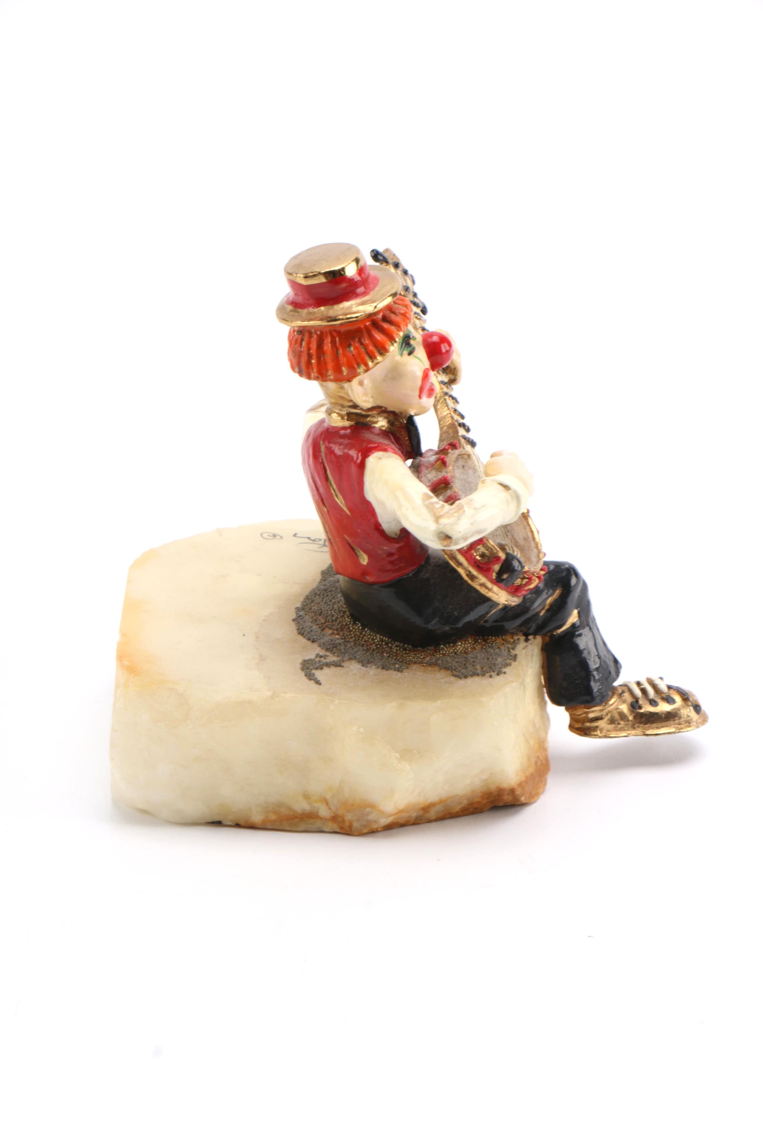 Ron Lee Clown Figurine on a Carved Onyx Base