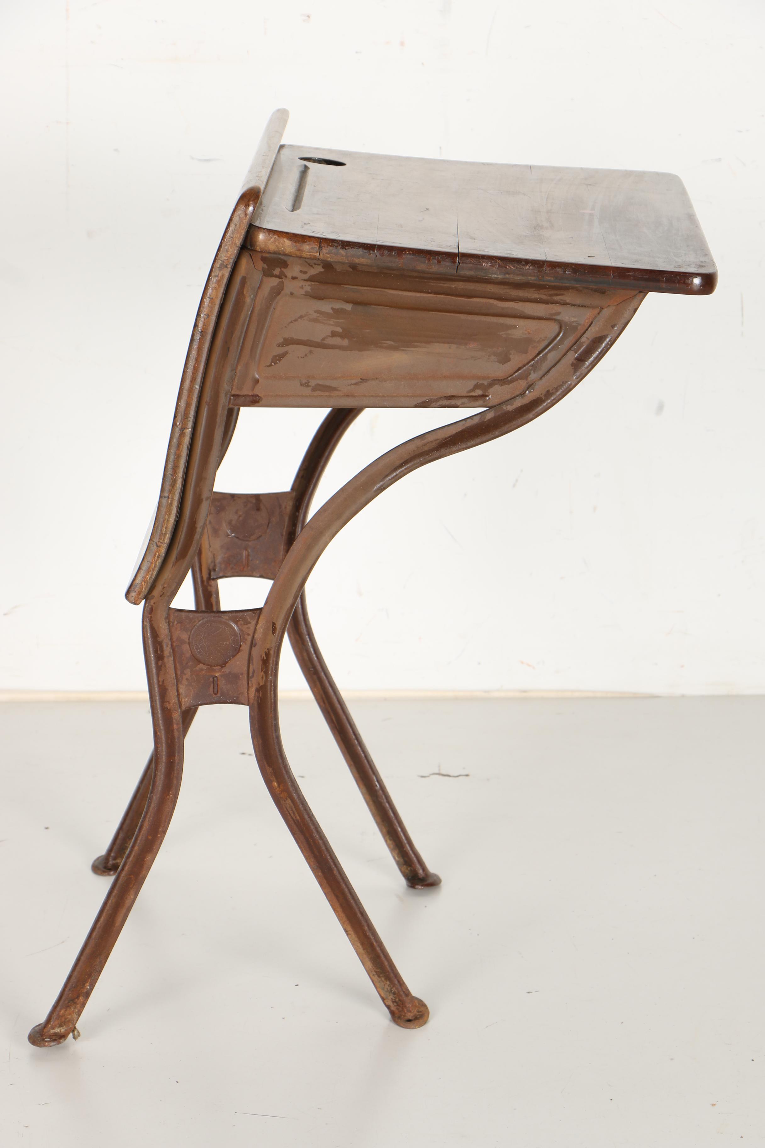 Antique Child's School Desk by American Seating Company and Chair