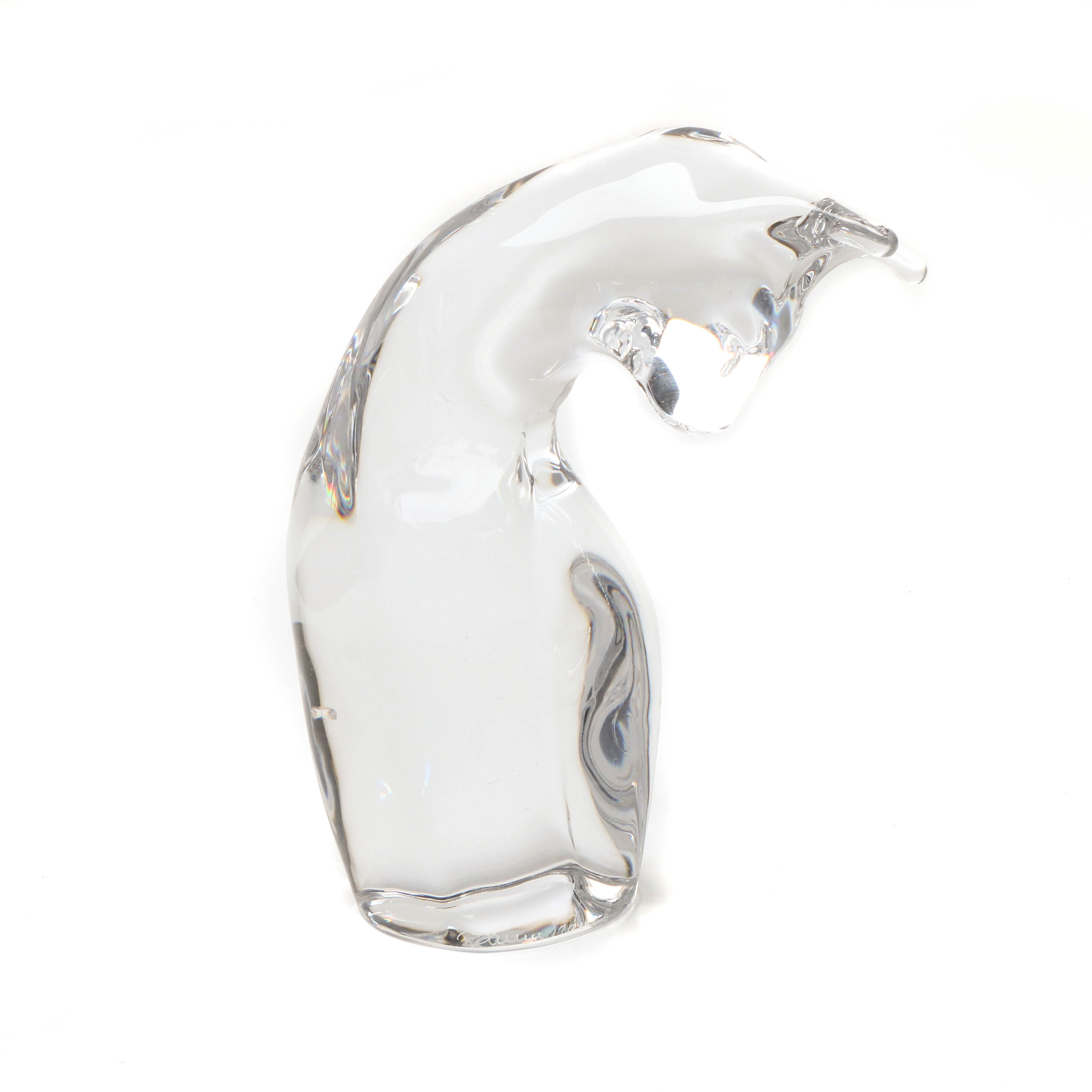 Daum France Crystal Cat Sculpture