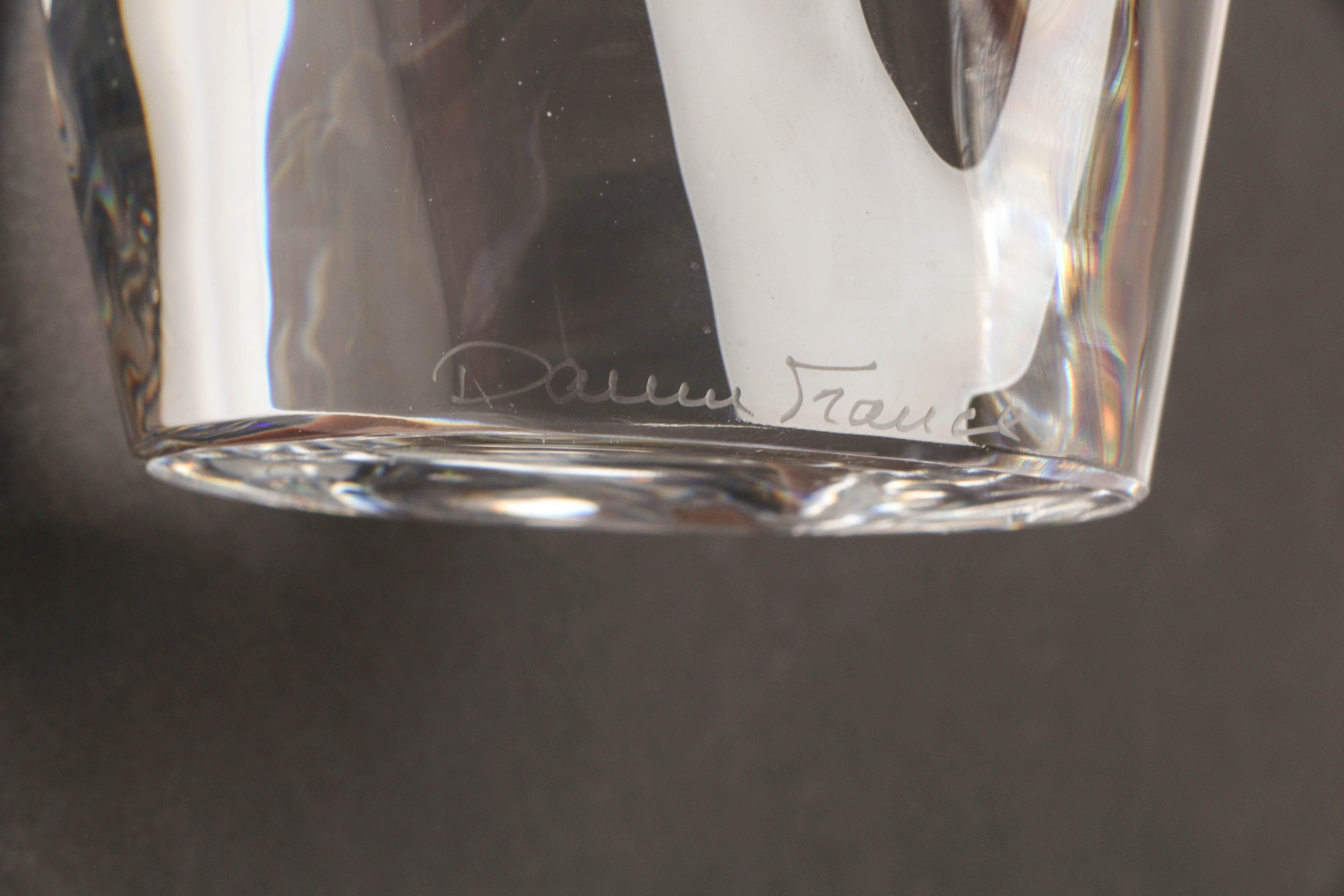 Daum France Crystal Cat Sculpture