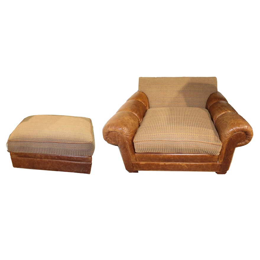 Bonded Leather Armchair and Ottoman by King Hickory