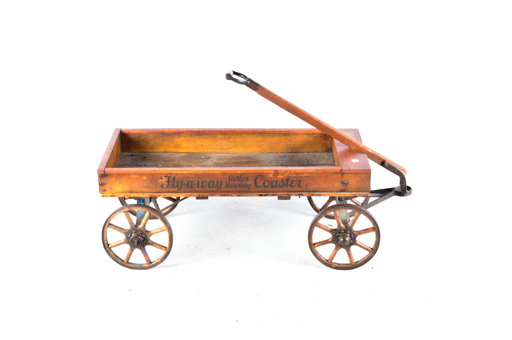 Circa 1920s "Fly-a-way Roller Bearing Coaster" Wood Wagon
