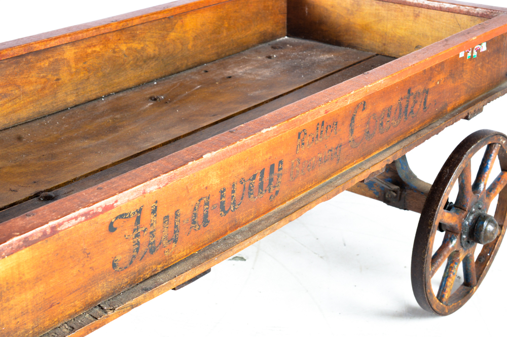 Circa 1920s "Fly-a-way Roller Bearing Coaster" Wood Wagon