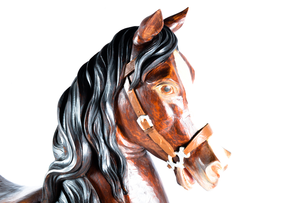 Life-Size Carved Wooden Carousel Horse by Louis Sarvary
