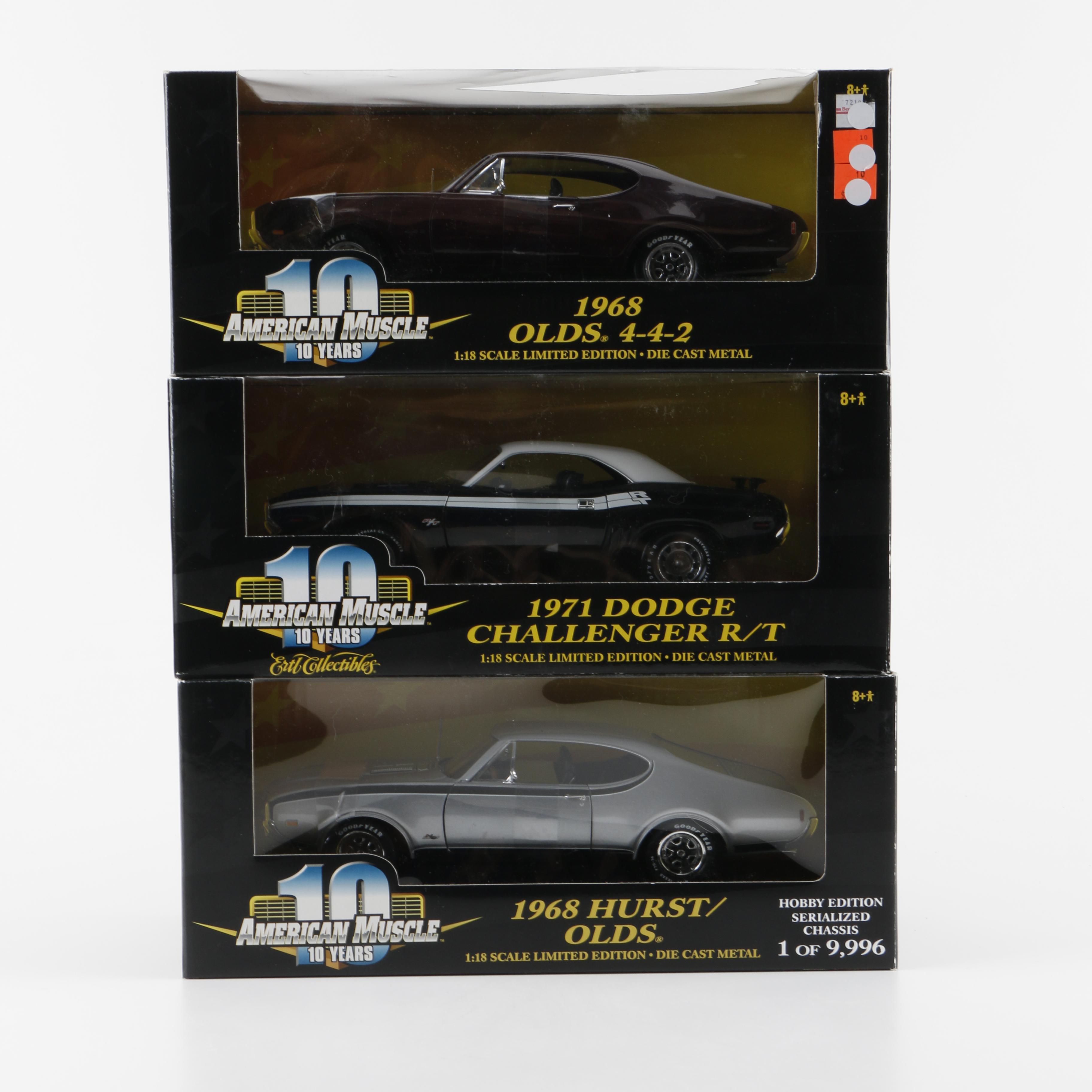 Three American Muscle Die-Cast Cars