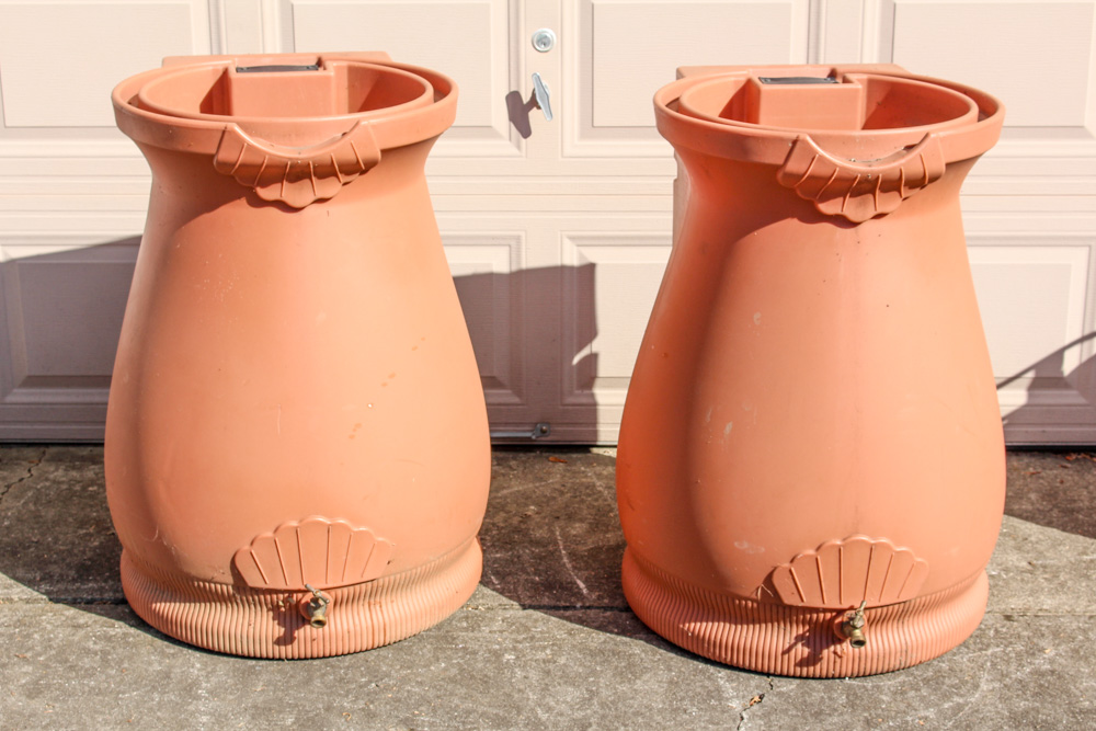 Pair of Rain Wizard Urns With Hoses