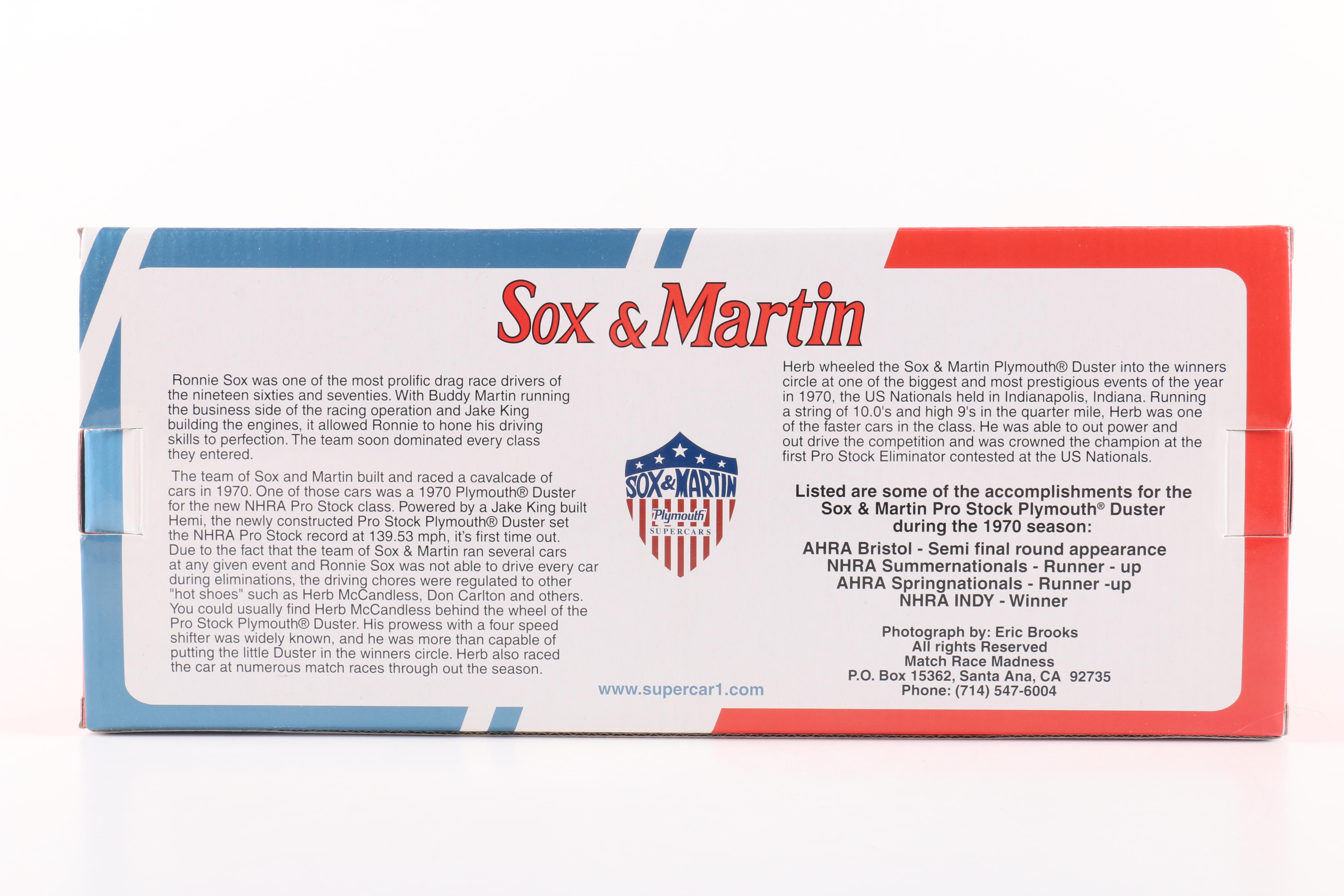 Ertl Collectibles Sox & Martin Die-Cast 1:18 Scale Replica Cars