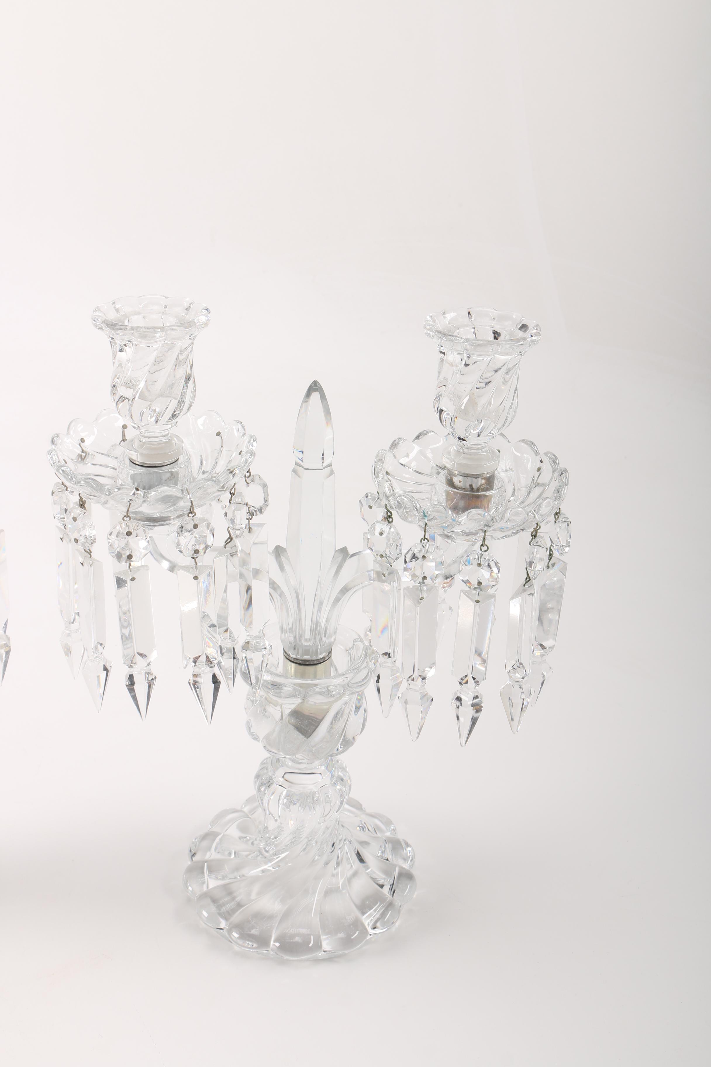 Pair of Baccarat Crystal Candelabras