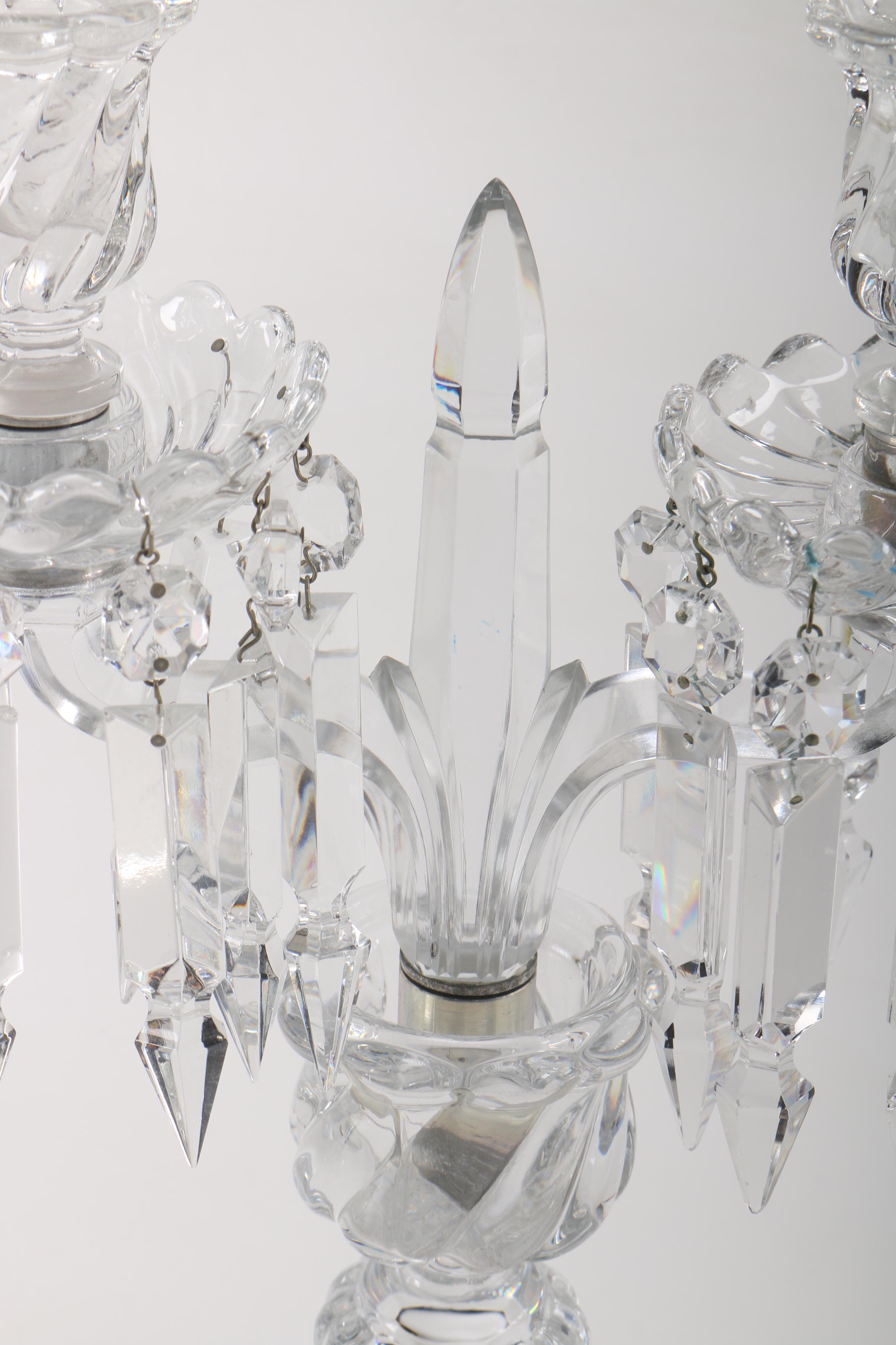 Pair of Baccarat Crystal Candelabras