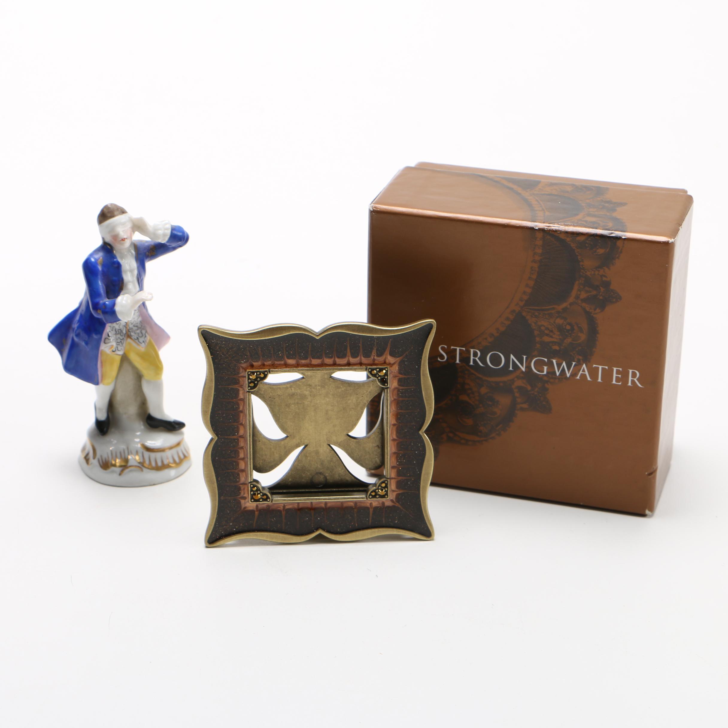 Porcelain Figurine and Jay Strongwater Picture Frame