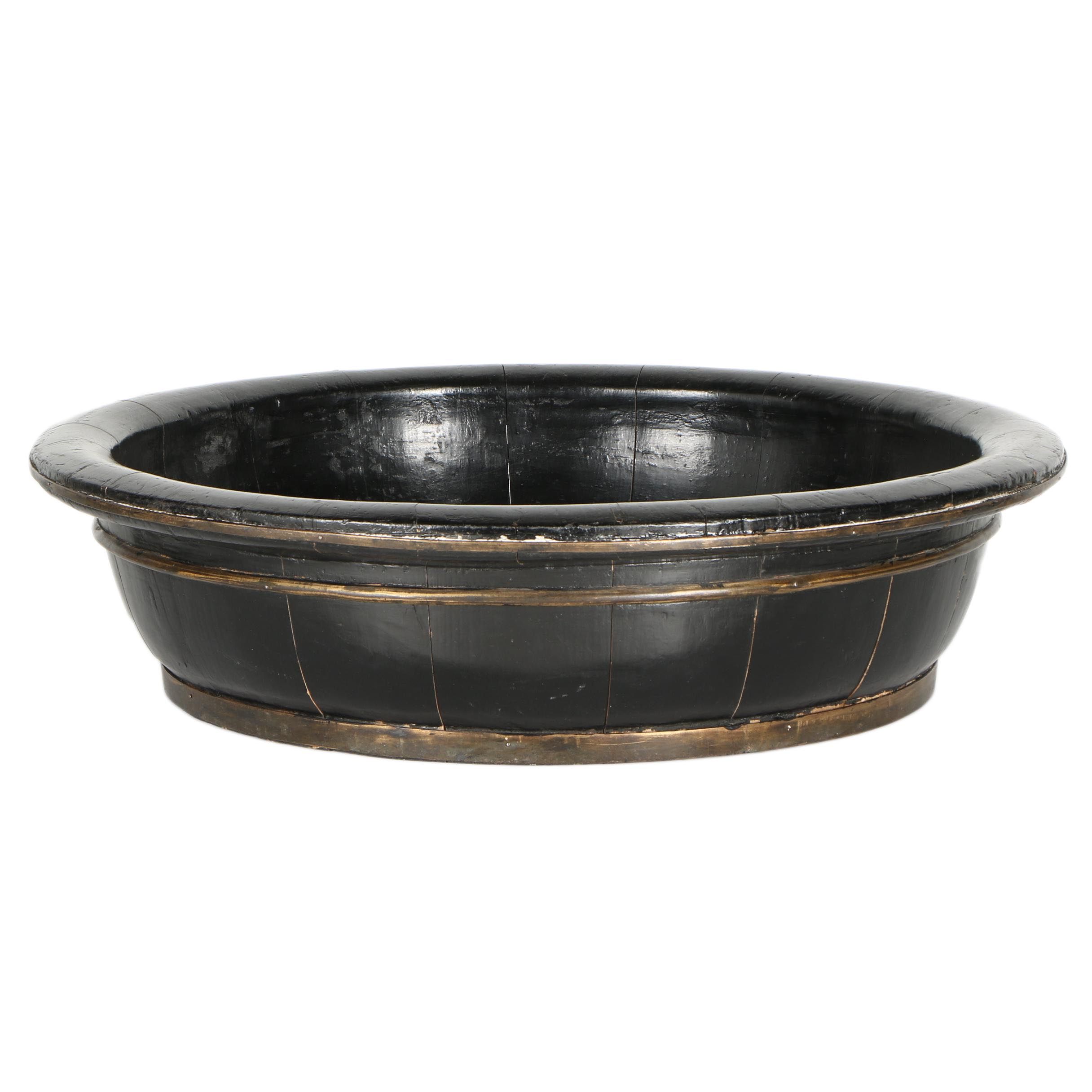 Black and Gold Tone Wooden Bowl