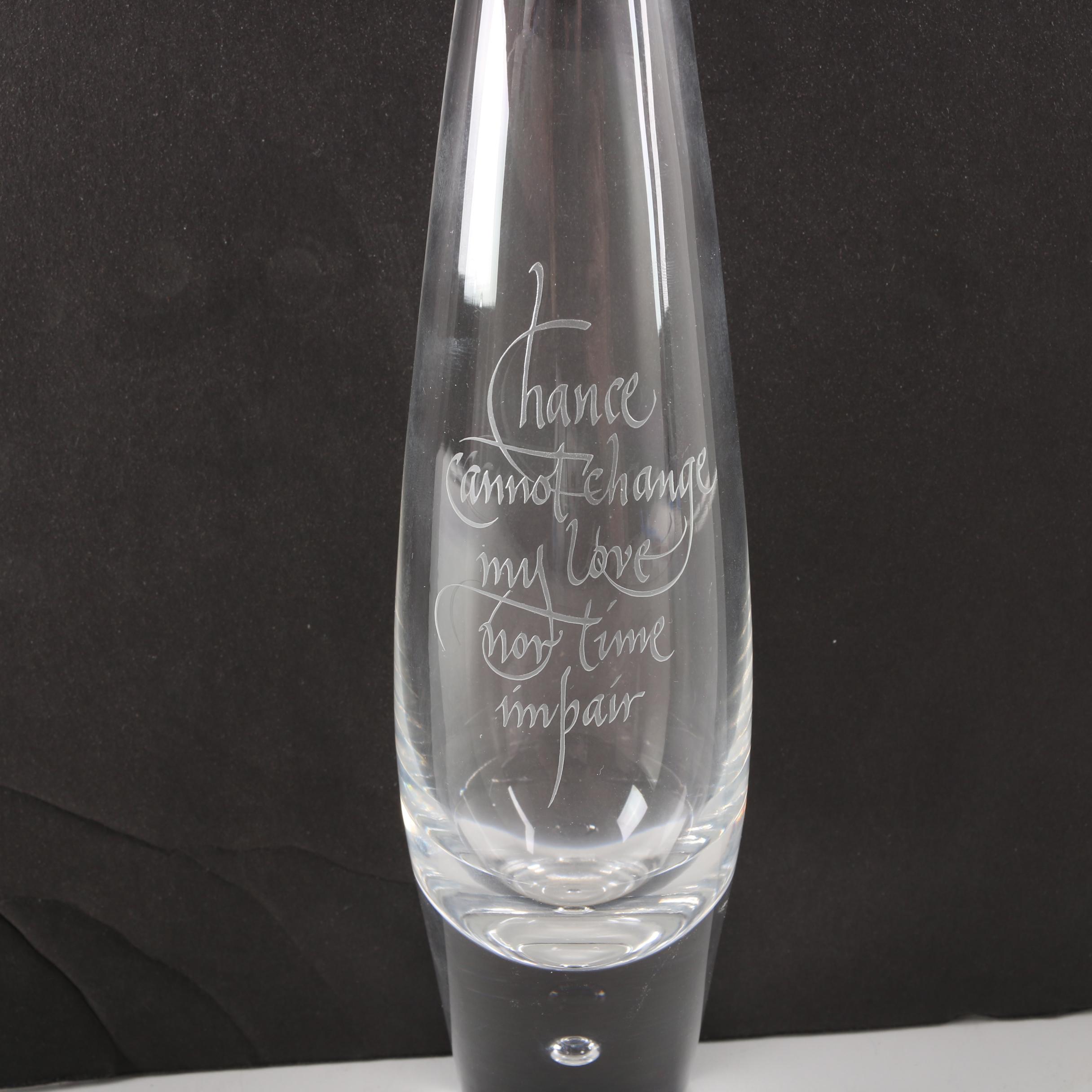Steuben Teardrop Engraved Crystal Vase