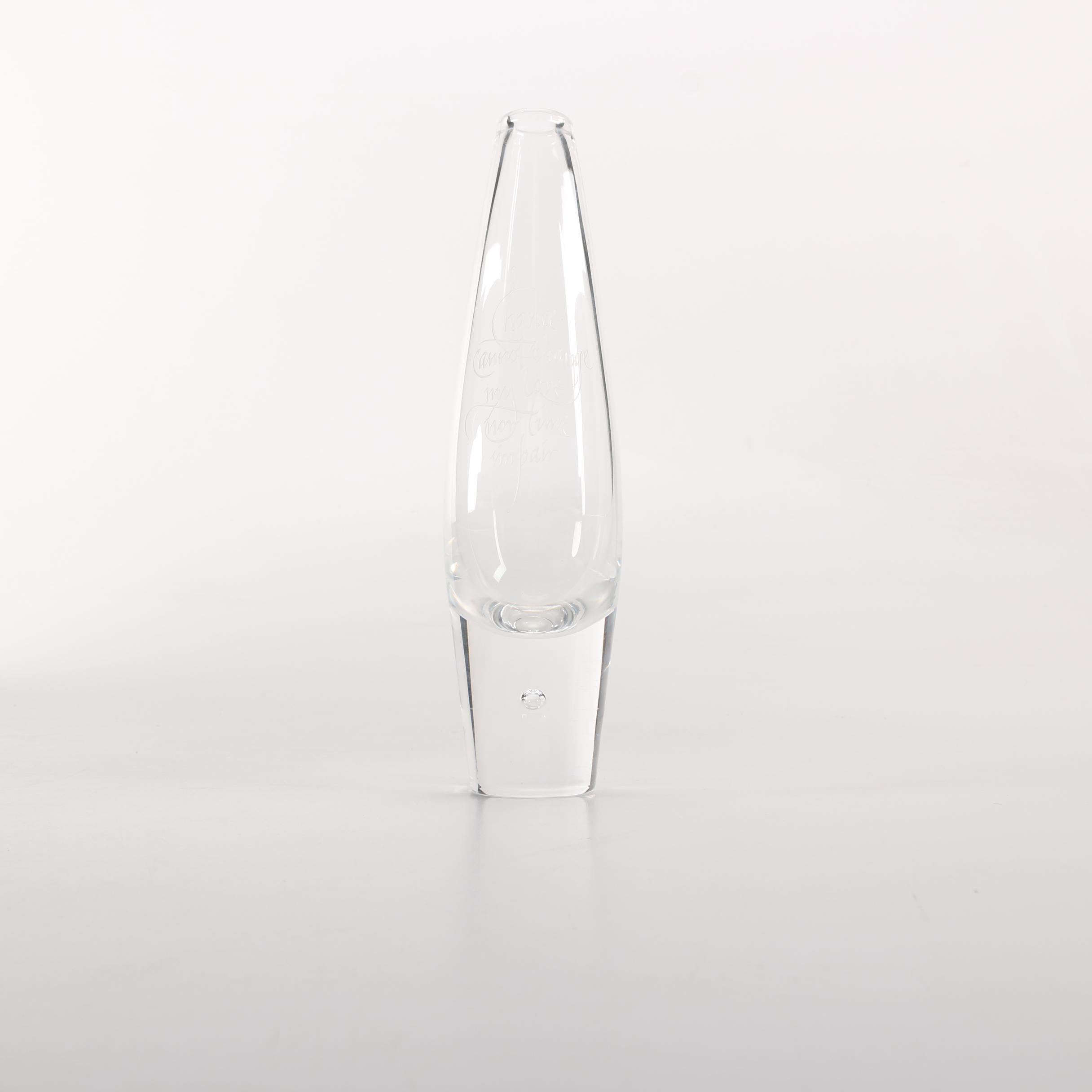 Steuben Teardrop Engraved Crystal Vase