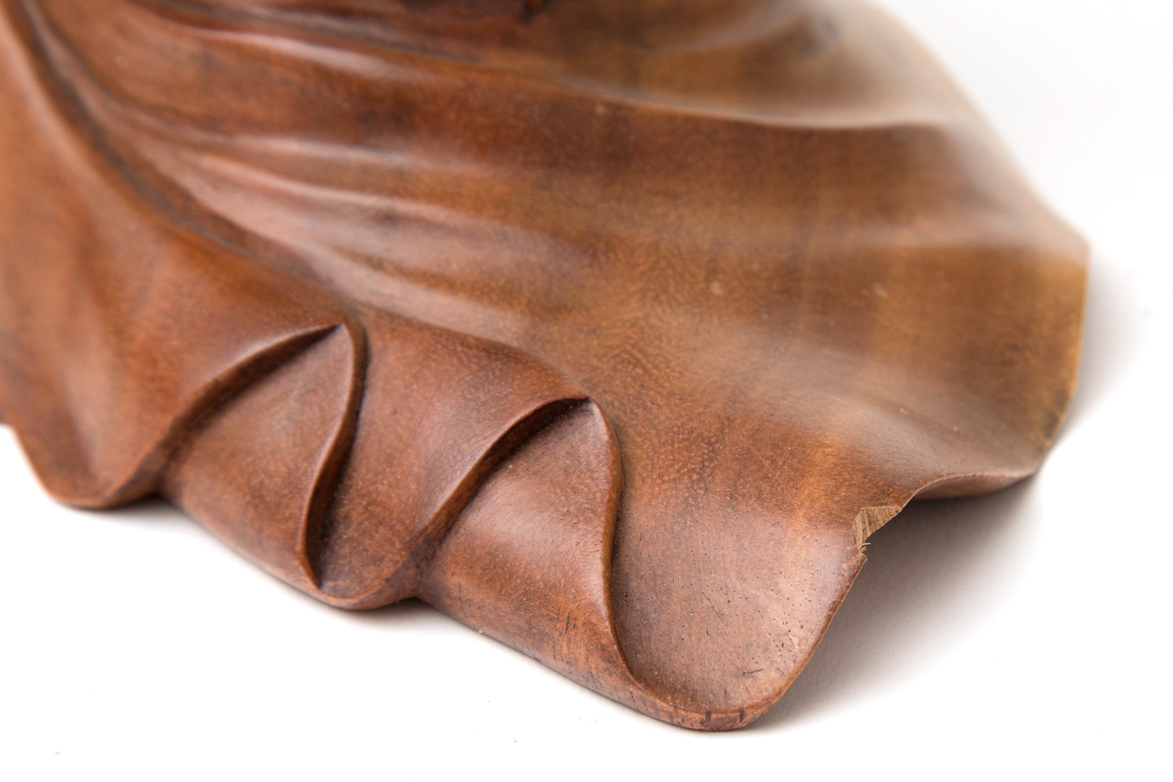 Hand Carved Sculpture Of Seated Female By Wayan Rendah