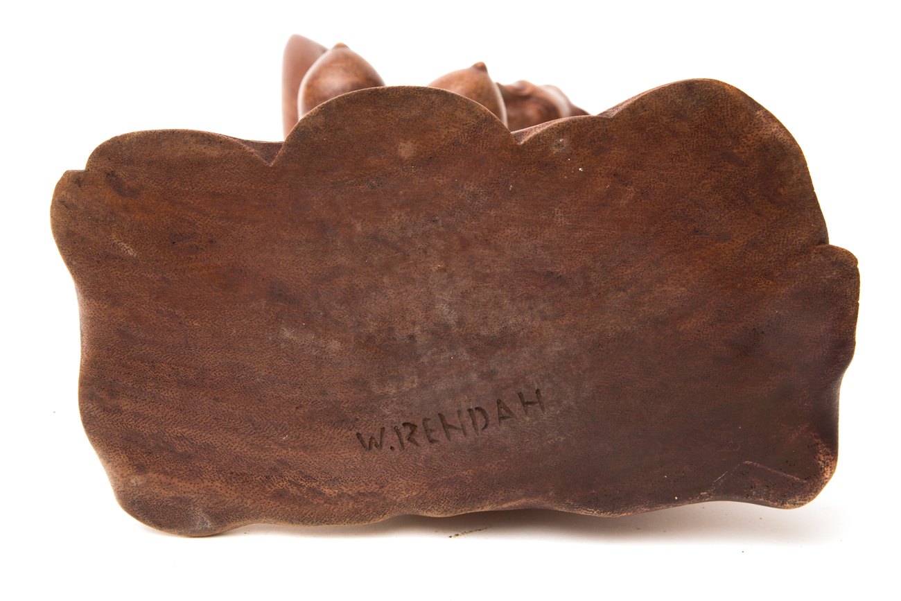 Wayan Rendah Hand Carved Wooden Sculpture Of Seated Female