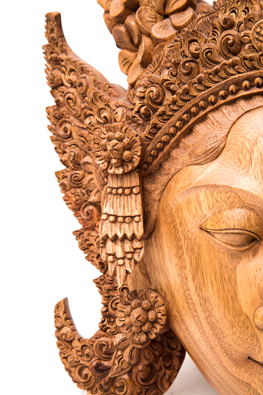 Hand Carved Indonesian Suar Wood Mask By Nyoman Subrata