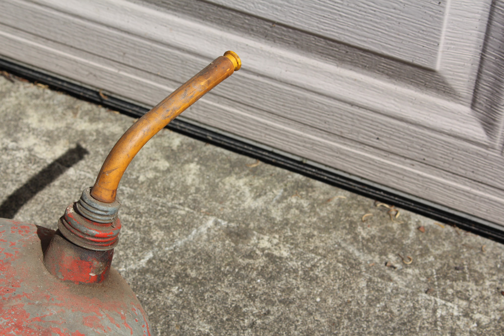 Vintage Metal "Men Working" Sign With Gas Can