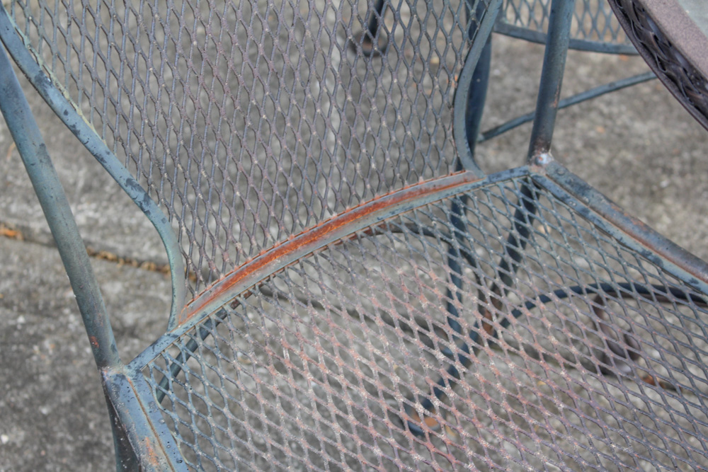 Set of Wrought Iron Chairs with Side Table