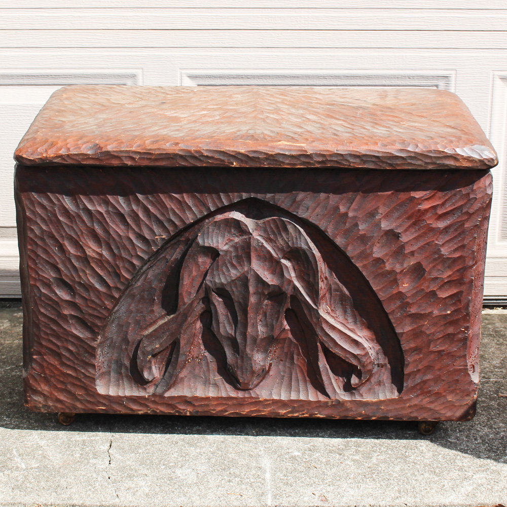 Hand Carved Wooden Chest