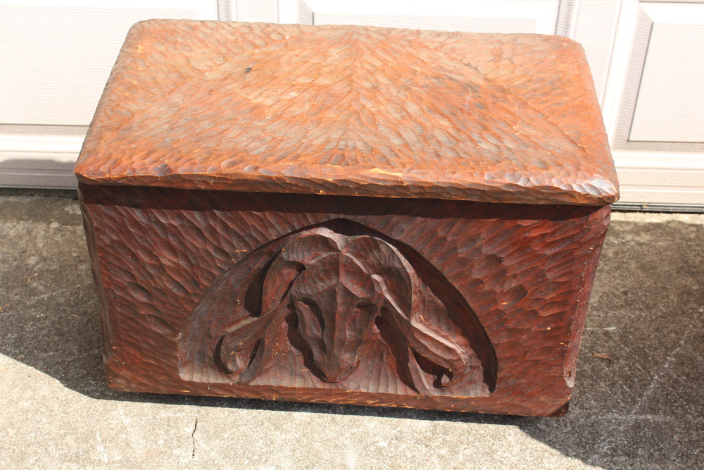 Hand Carved Wooden Chest