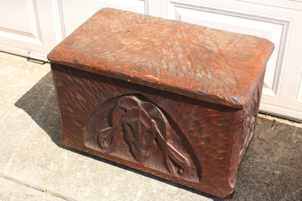 Hand Carved Wooden Chest