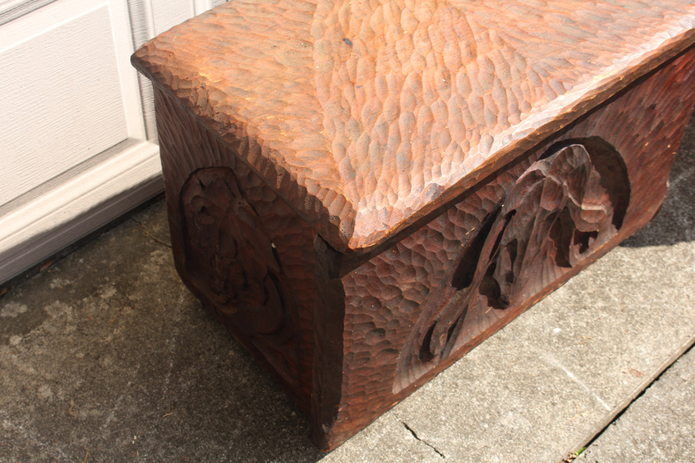 Hand Carved Wooden Chest