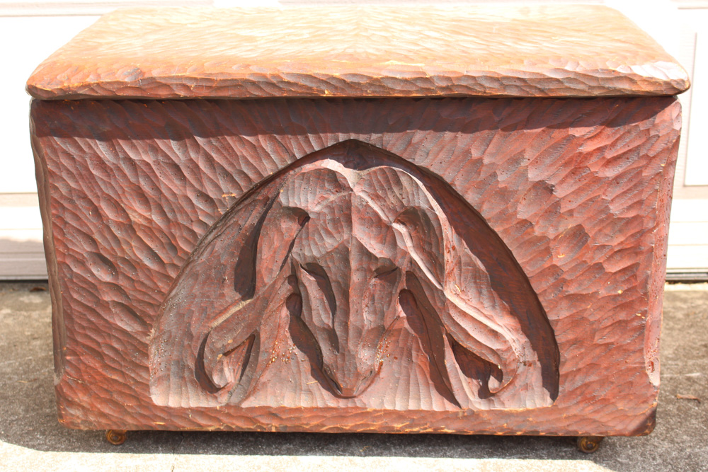 Hand Carved Wooden Chest