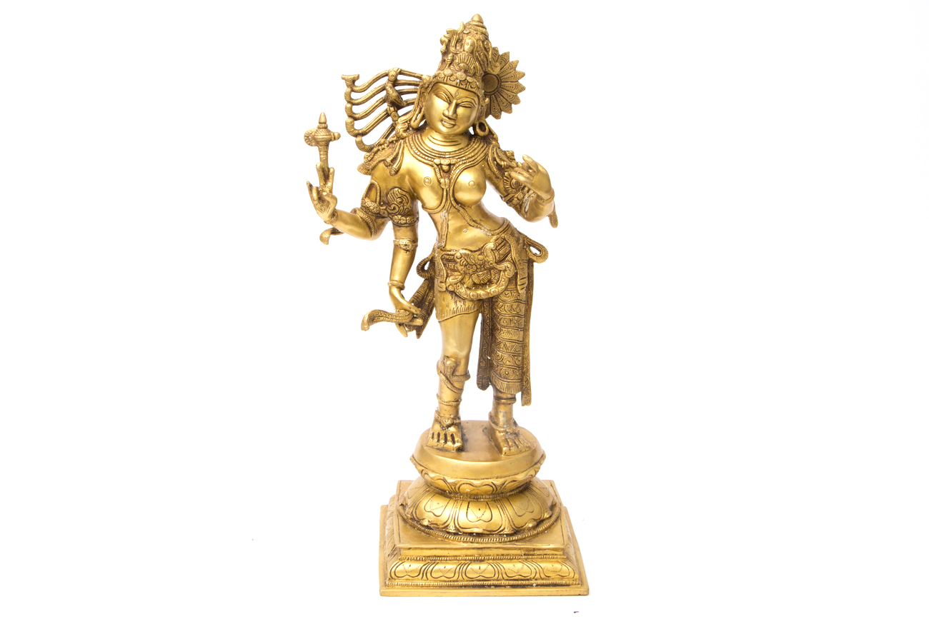 Large Indian Ardha-Narisvara Brass Sculpture