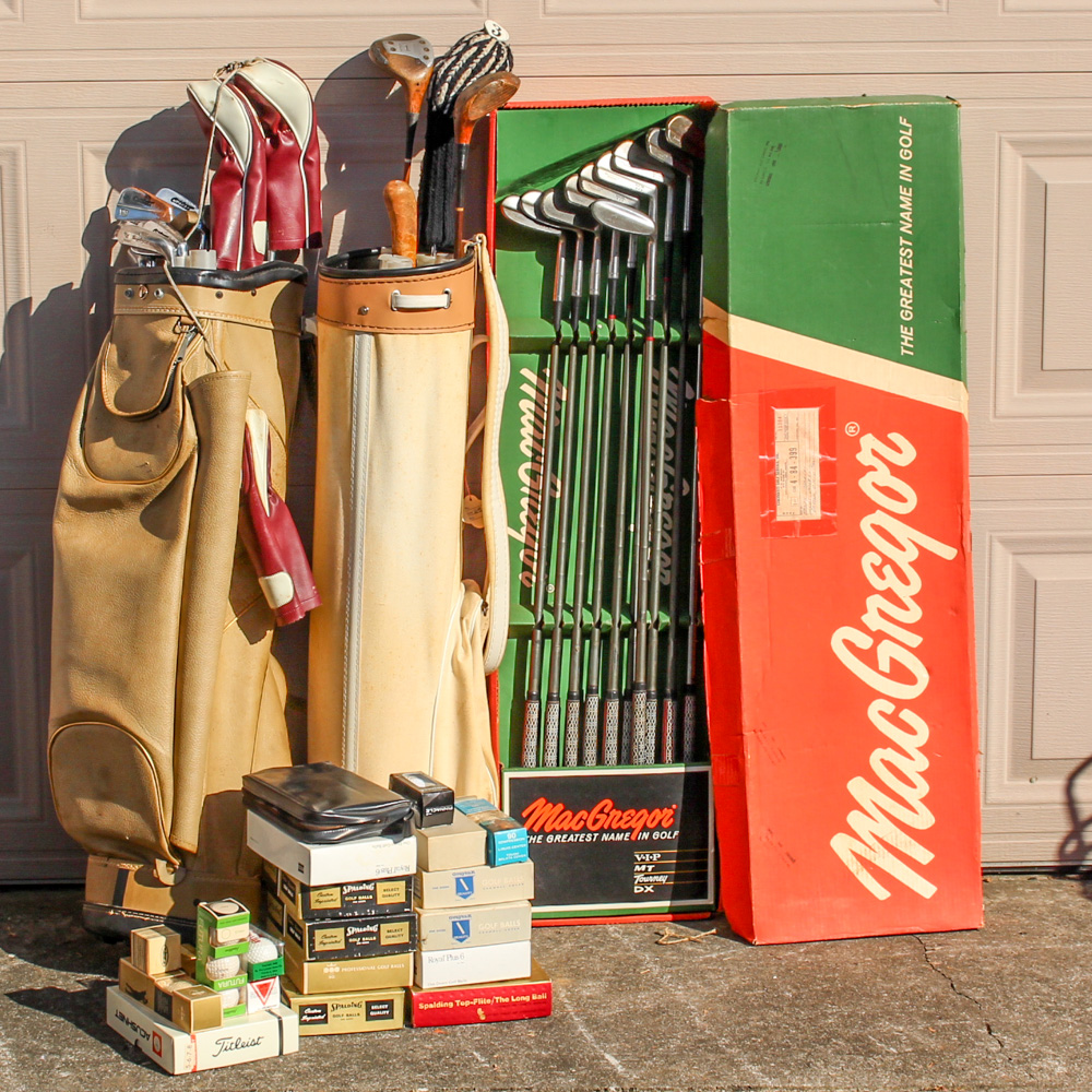 Antique Wooden Golf Clubs And More