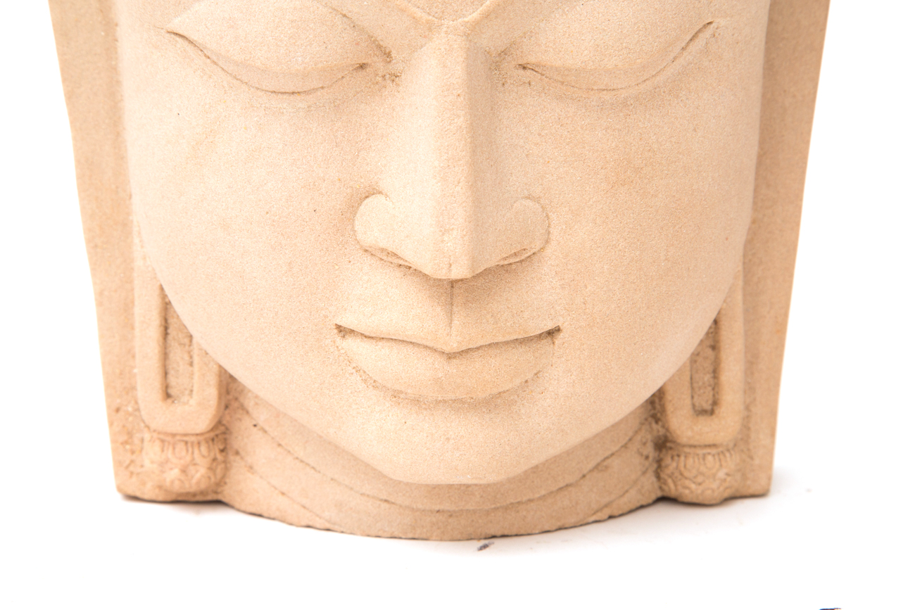 Indonesian Inspired Sandstone Bust Sculpture